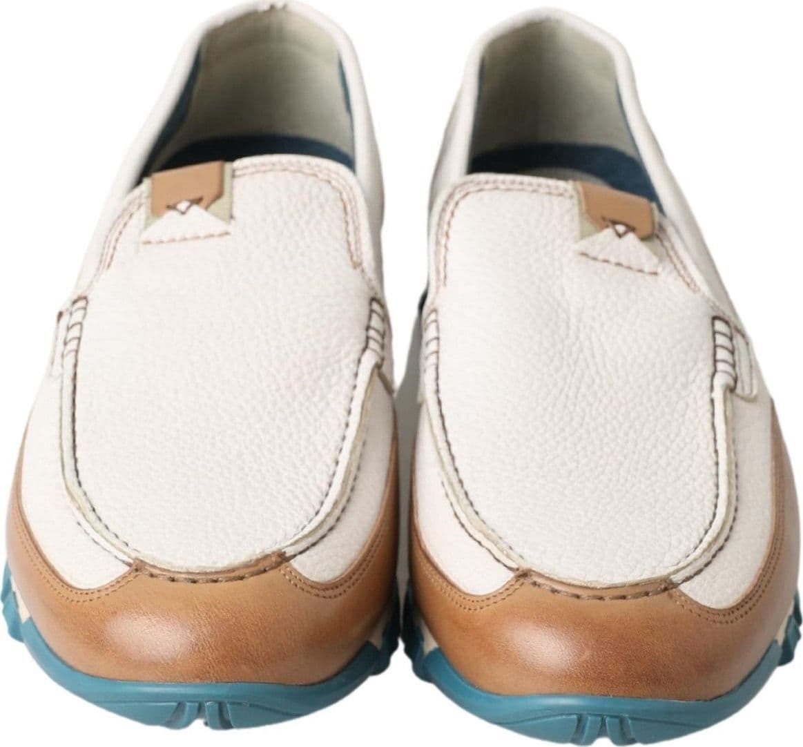 White Leather Loafers Moccasins Shoes - 5