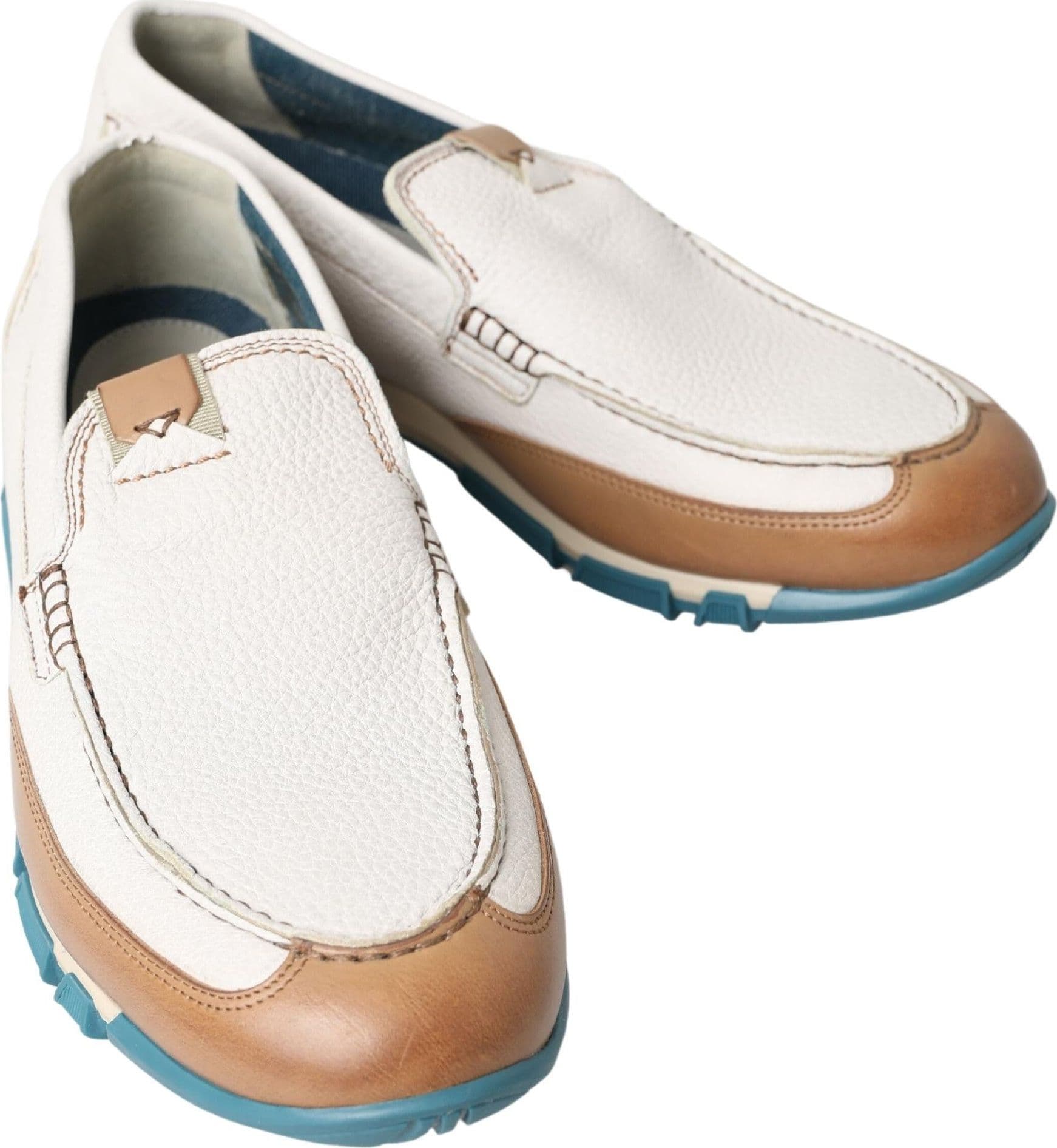 White Leather Loafers Moccasins Shoes - 7