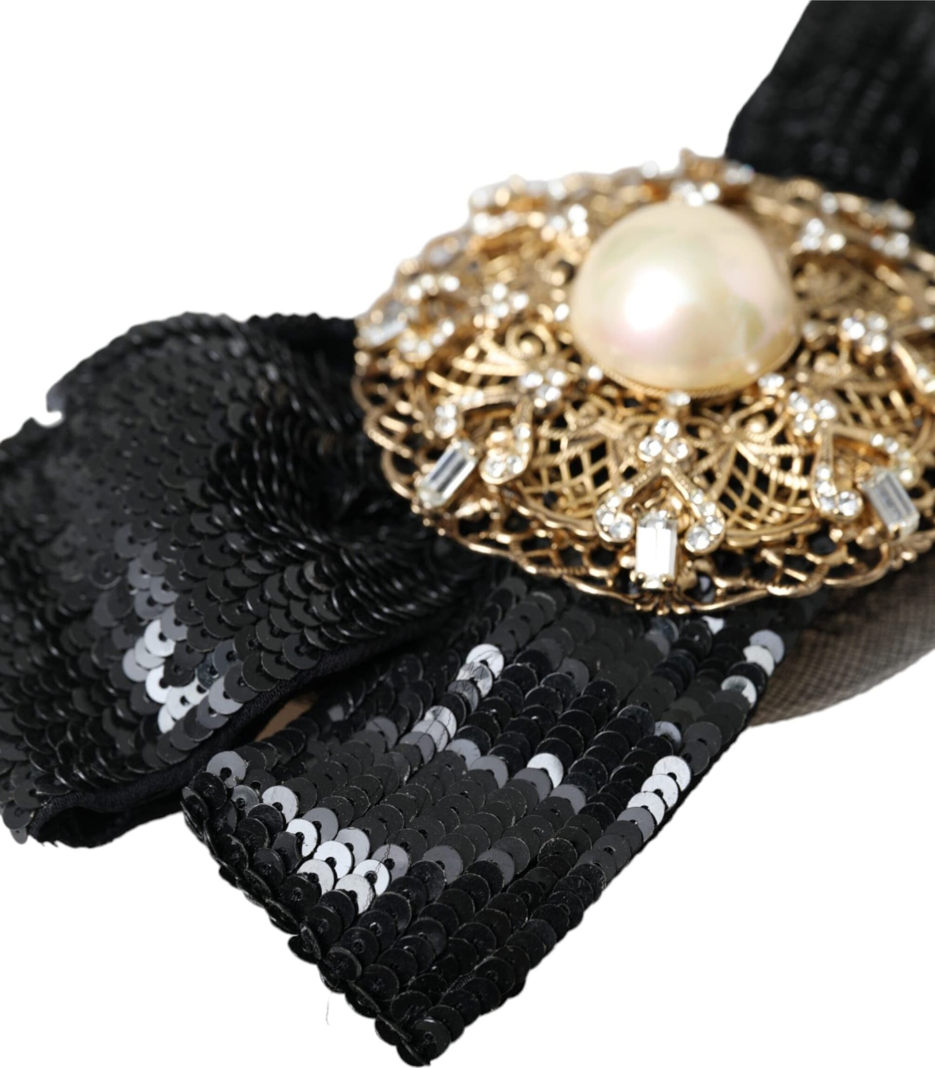 Black Sequin Pearl Handmade Brooch Hair Pin - 5