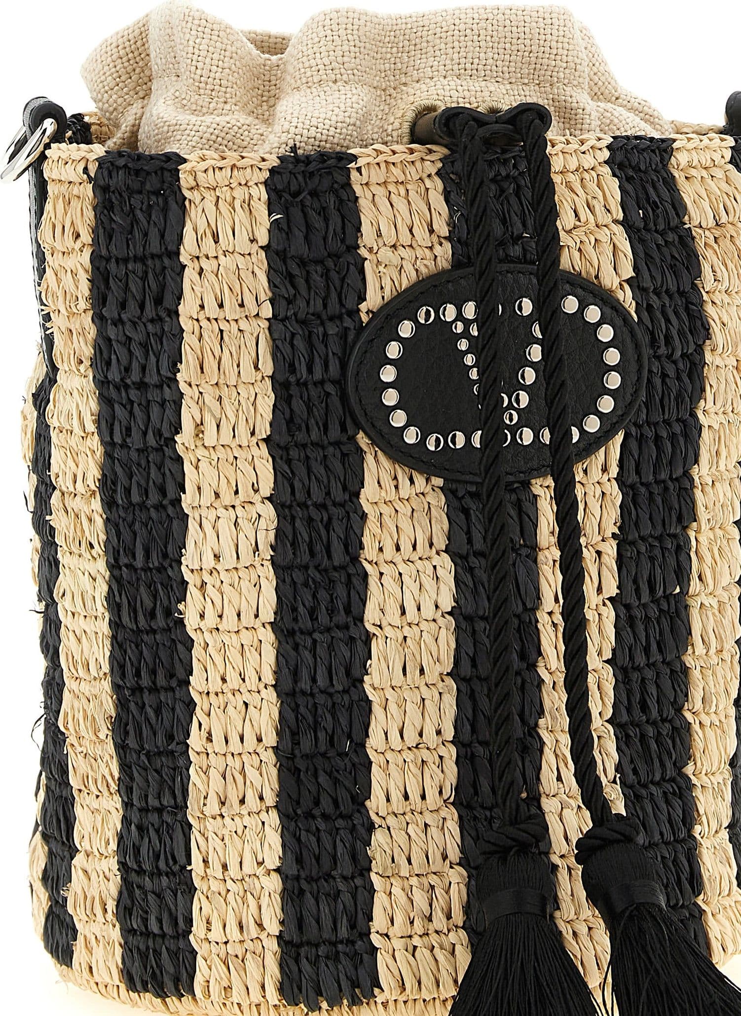 Black Straw Shoulder Bag - 3