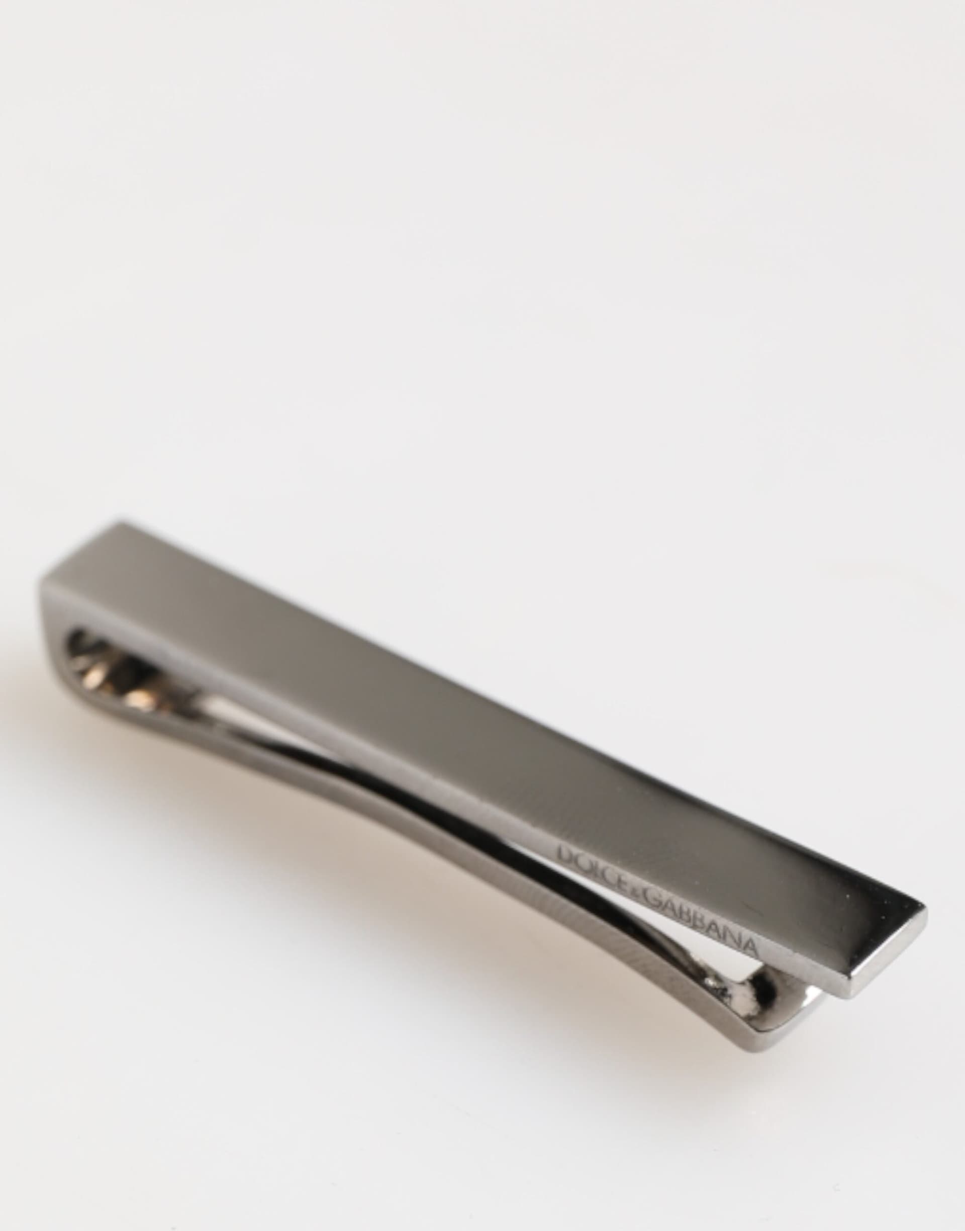 Silver Tone Brass Logo Branded Men Accessory Tie Clip Bar - 4