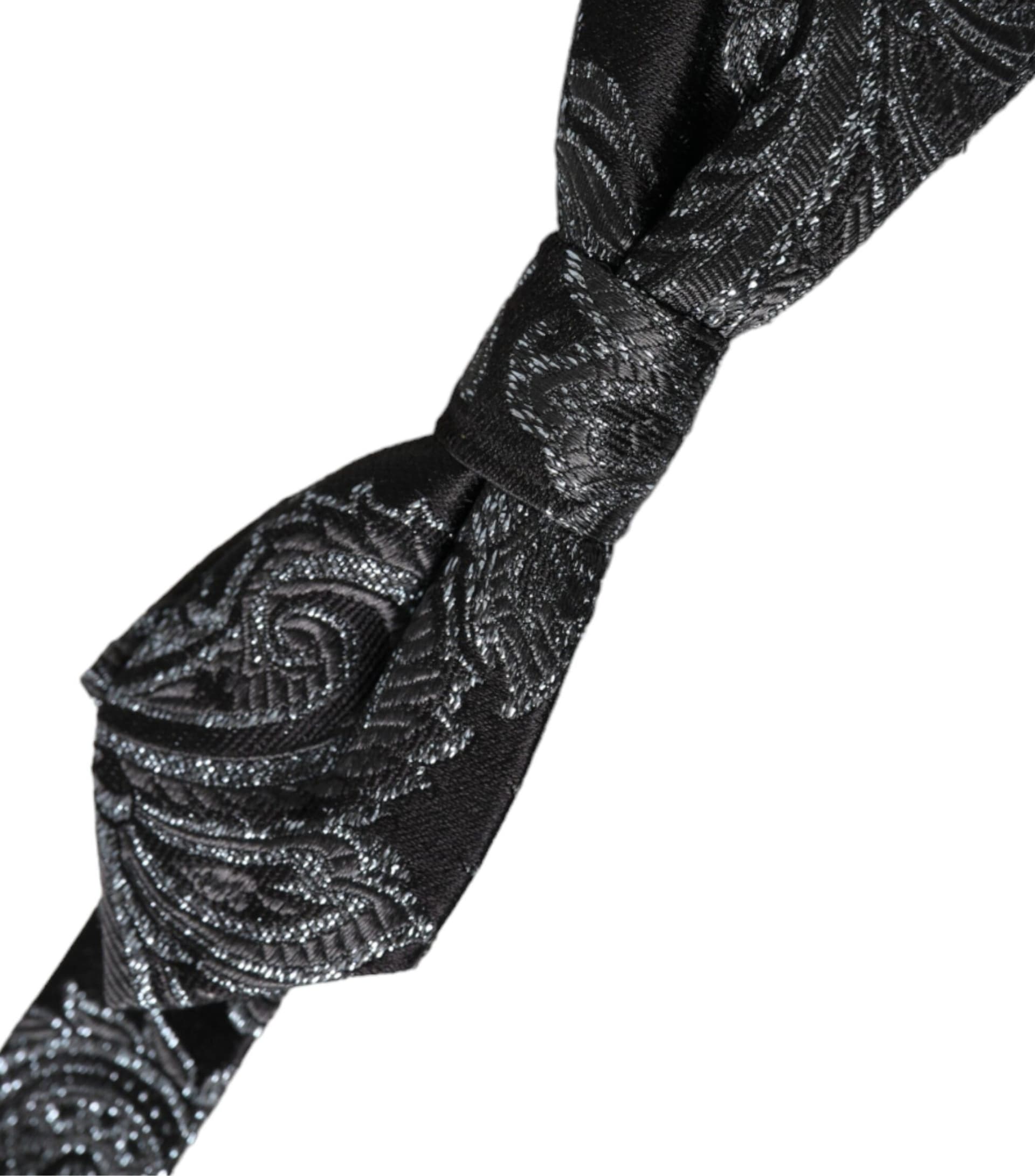 Black Silk Jacquard Adjustable Neck Men Bow Tie - 3