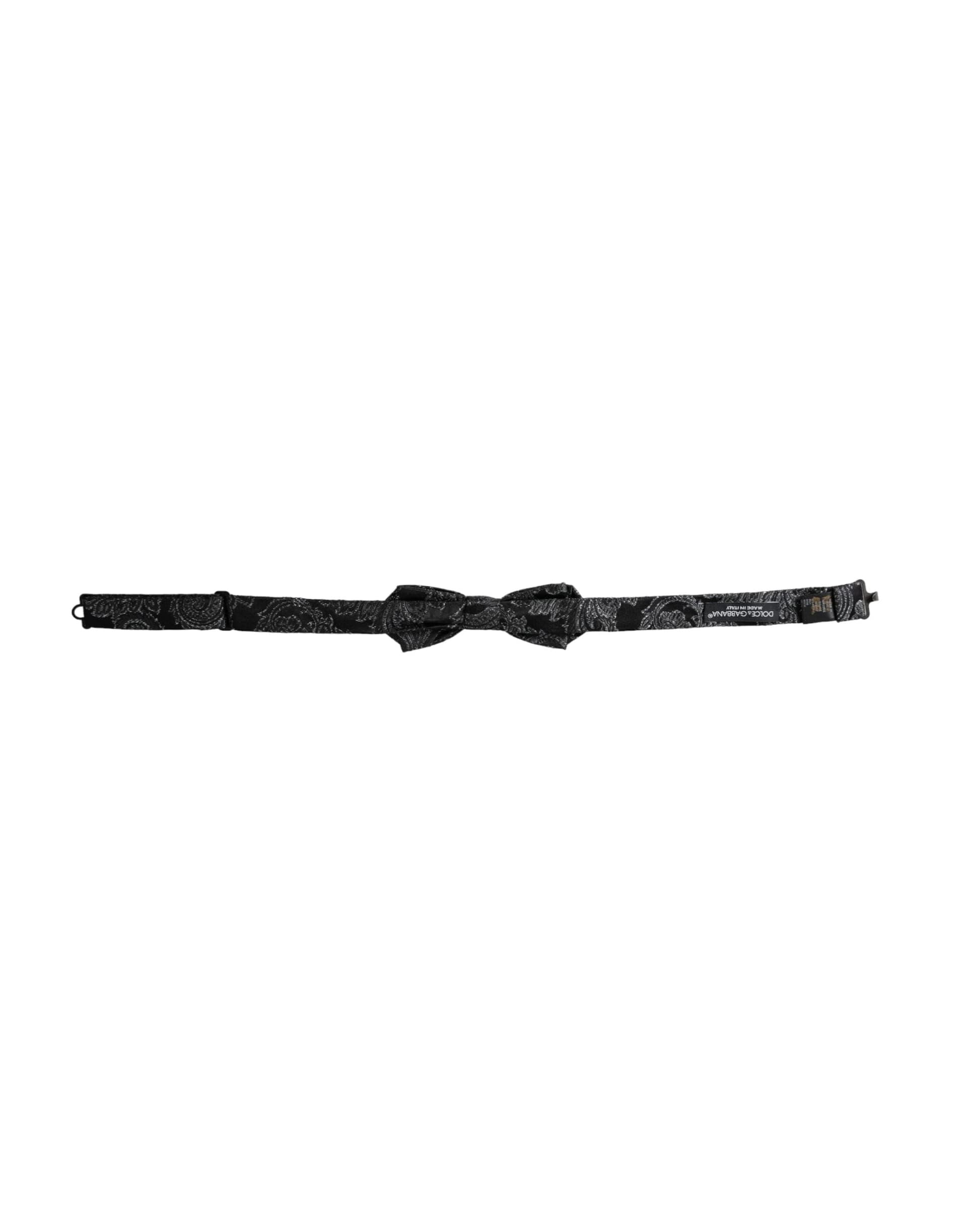 Black Silk Jacquard Adjustable Neck Men Bow Tie - 5