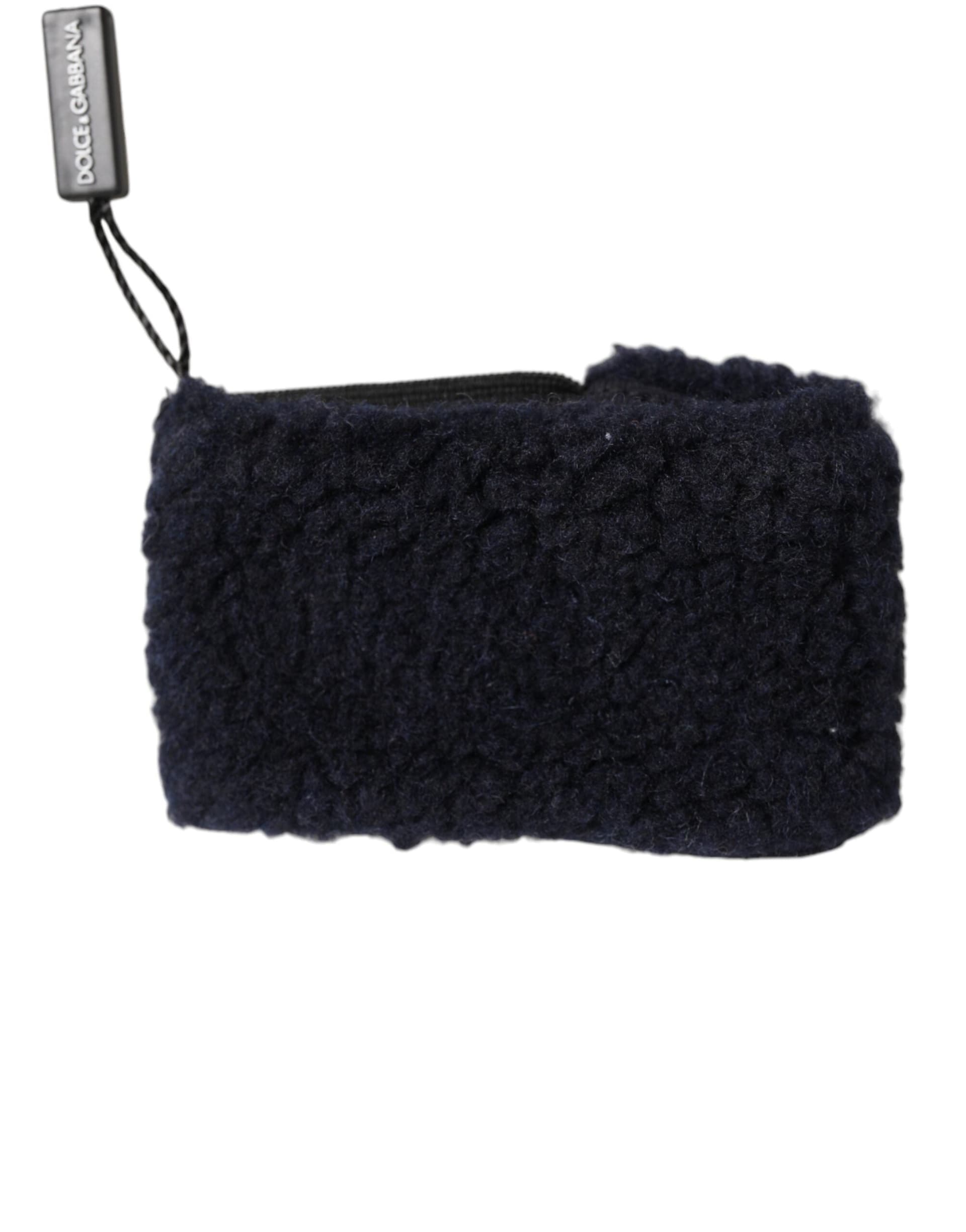 Black Wool Knitted Sweatbands Men Wristband - 2