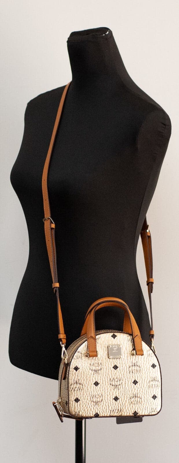 MCM Half Moon Mini Round Top Tote Crossbody Bag - 2