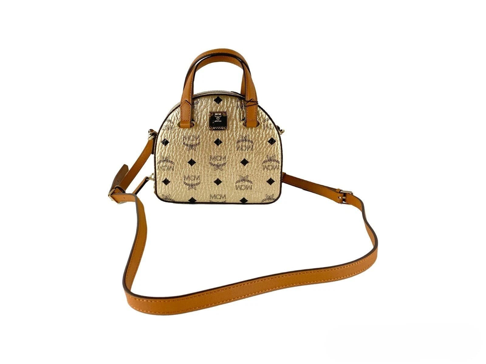 MCM Half Moon Mini Round Top Tote Crossbody Bag - 4