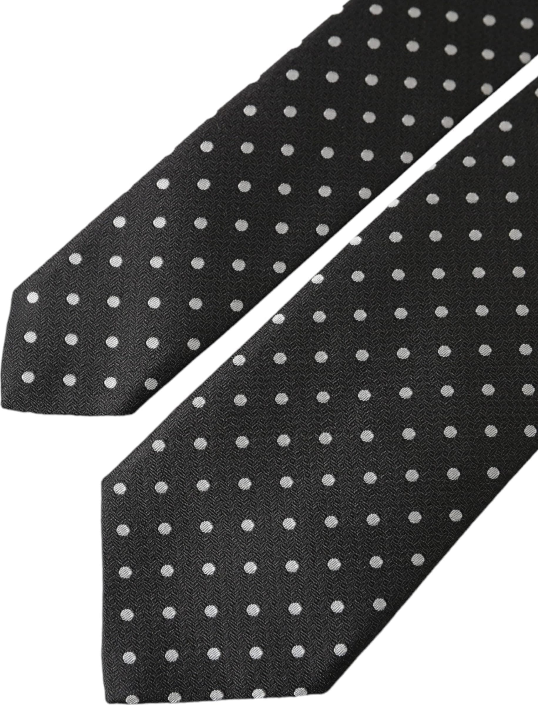 Black White Polka Dots 100% Silk Necktie Face Mask - 6