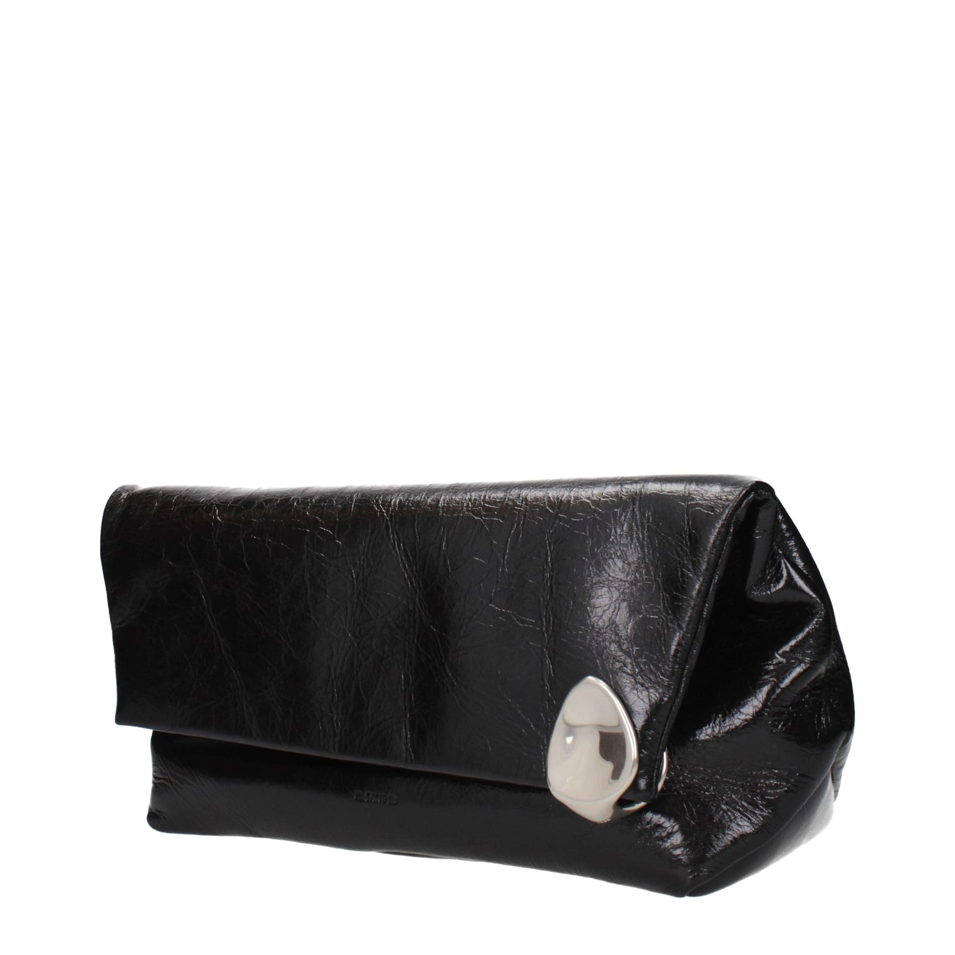 Black Leather Clutch Bag - 2