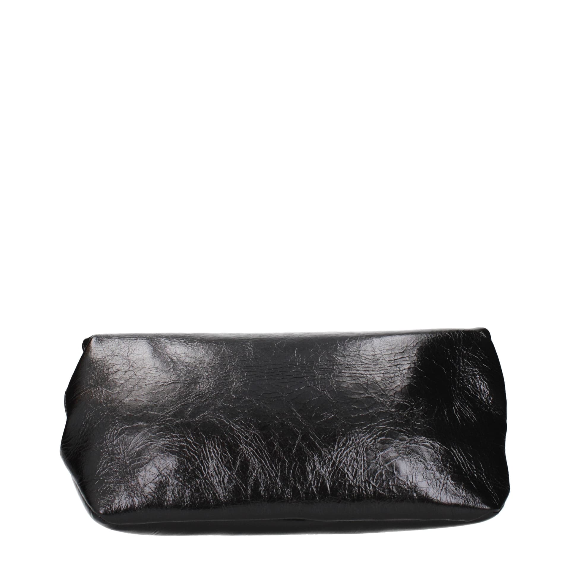 Black Leather Clutch Bag - 3