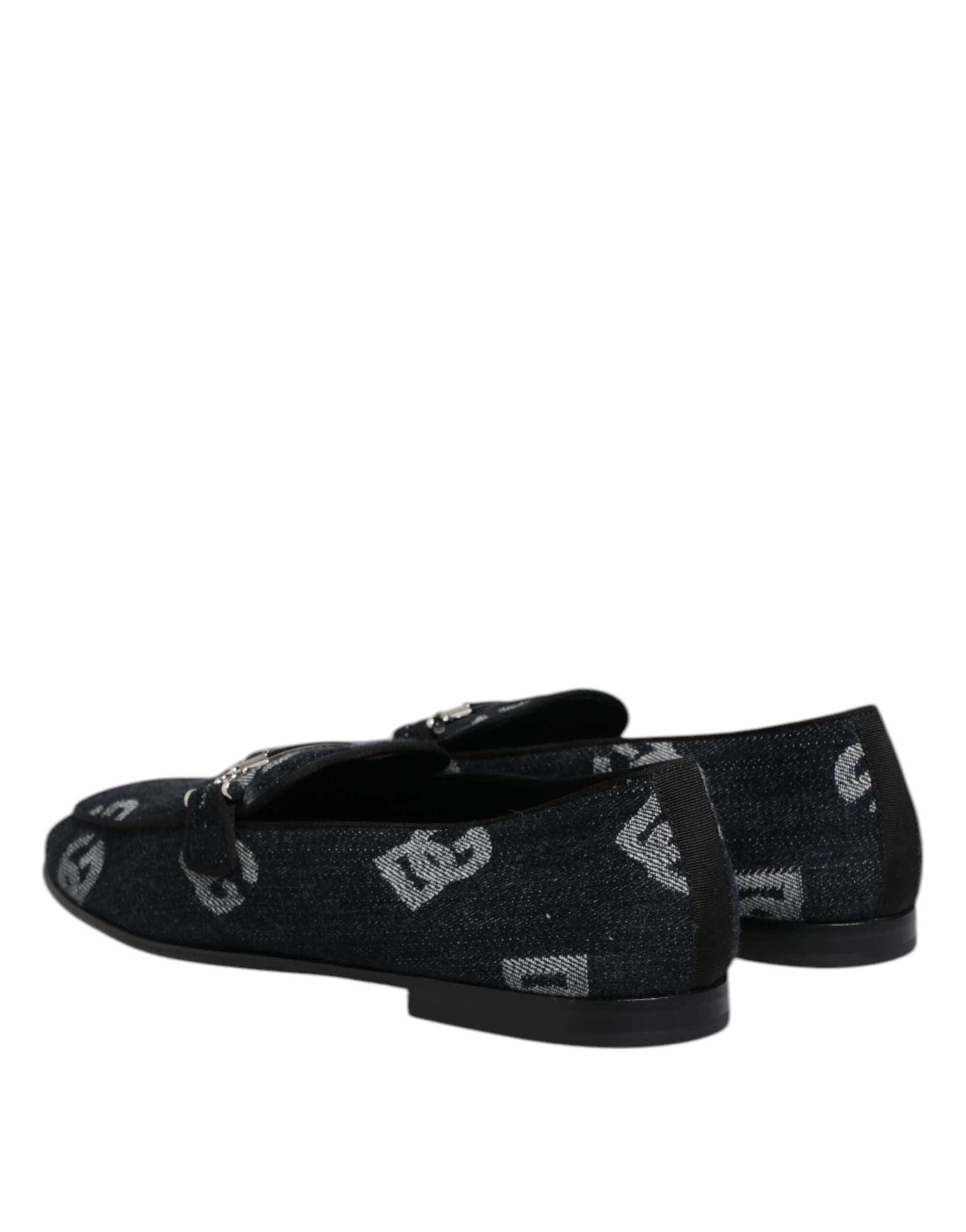 Blue Logo Cotton Loafers Formal Dress Shoes - 4