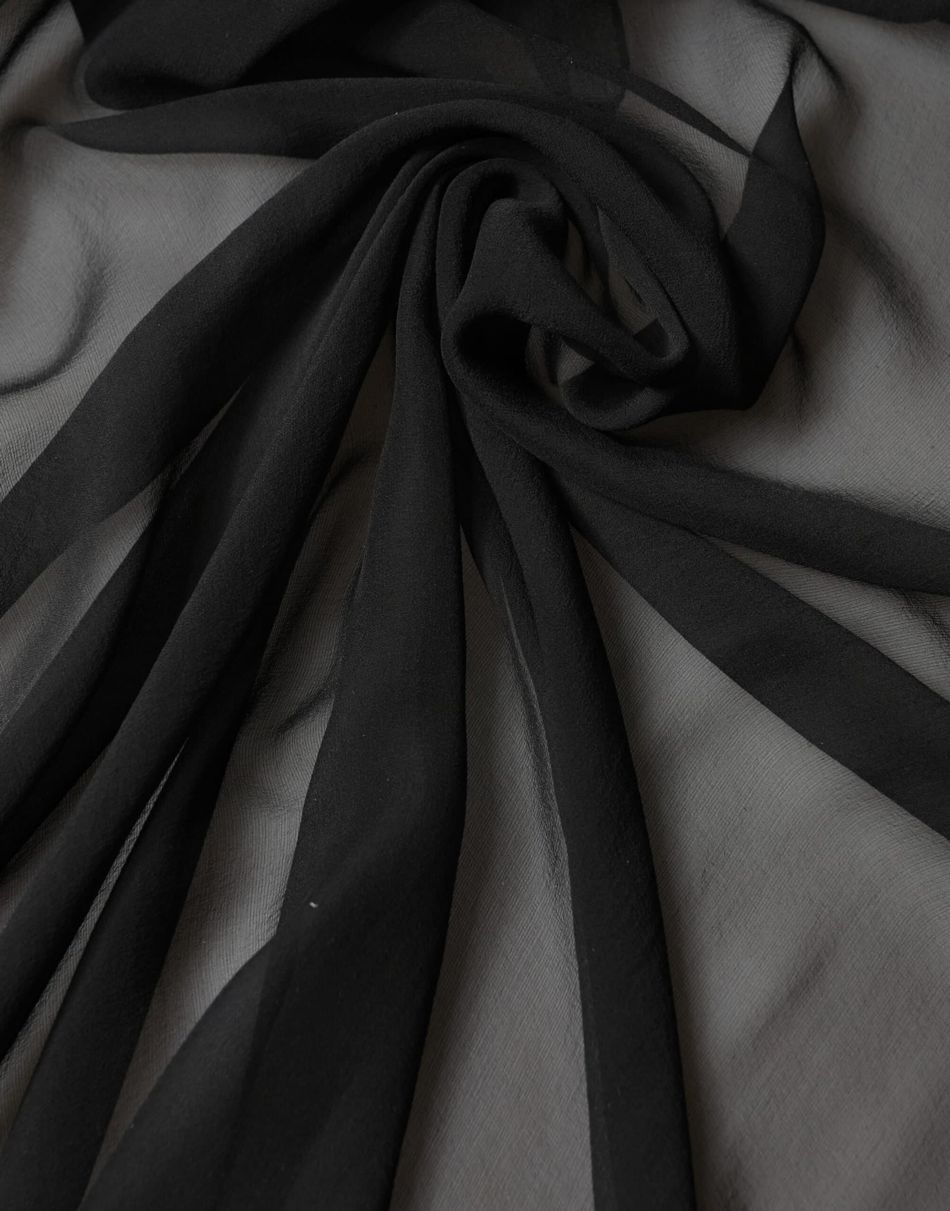Black Silk Neck Wrap Shawl Stole 167cm x 126cm Scarf - 3