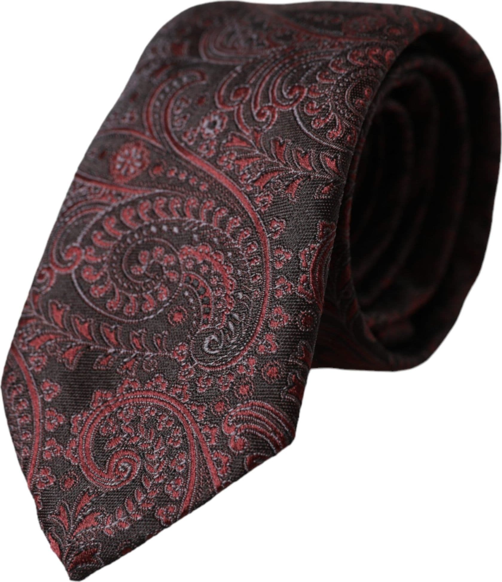 Bordeaux Patterned Silk Adjustable Men Tie - 2
