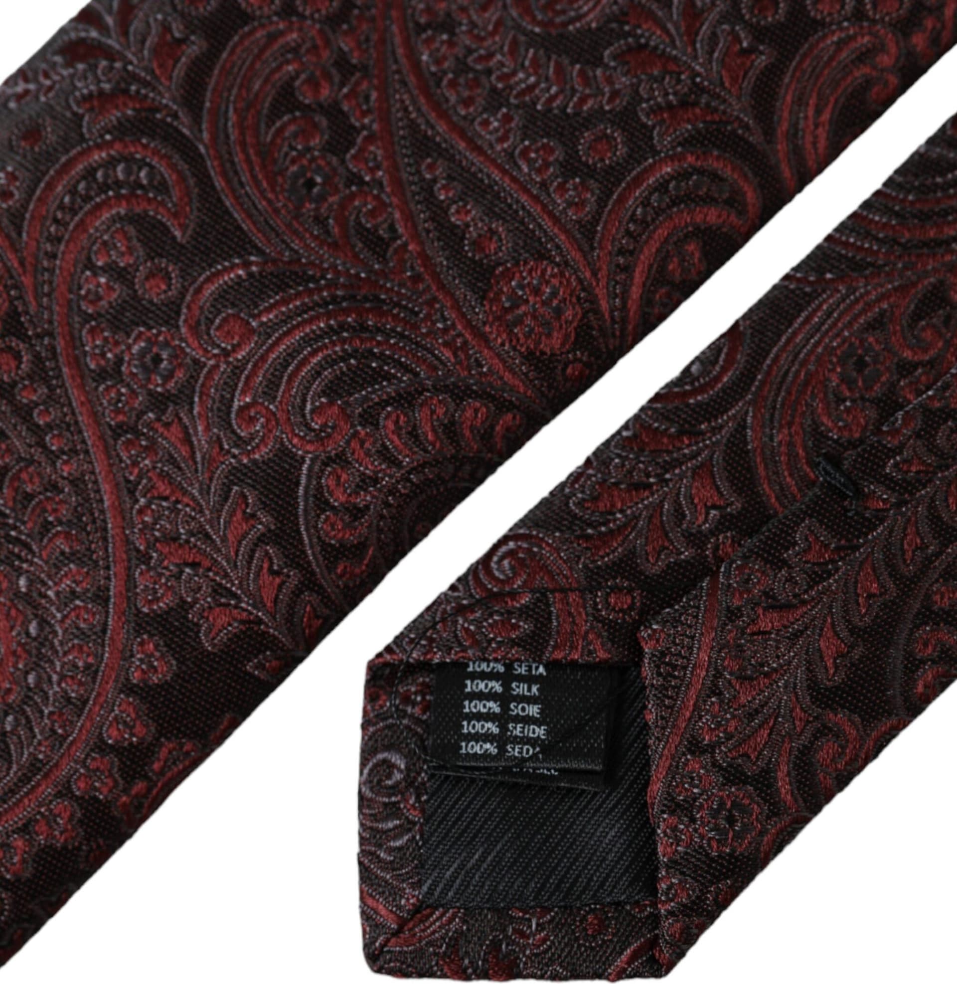 Bordeaux Patterned Silk Adjustable Men Tie - 4