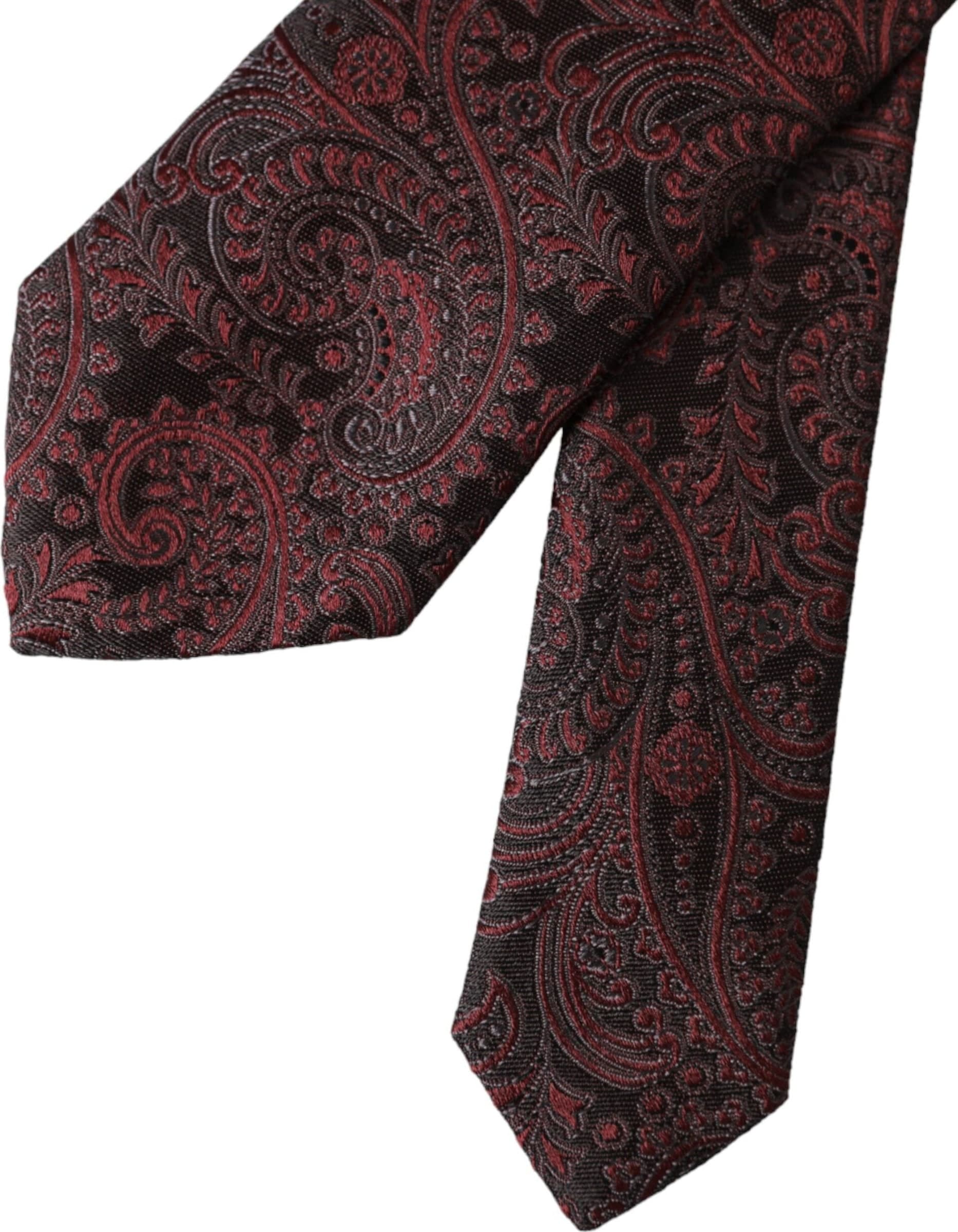 Bordeaux Patterned Silk Adjustable Men Tie - 6