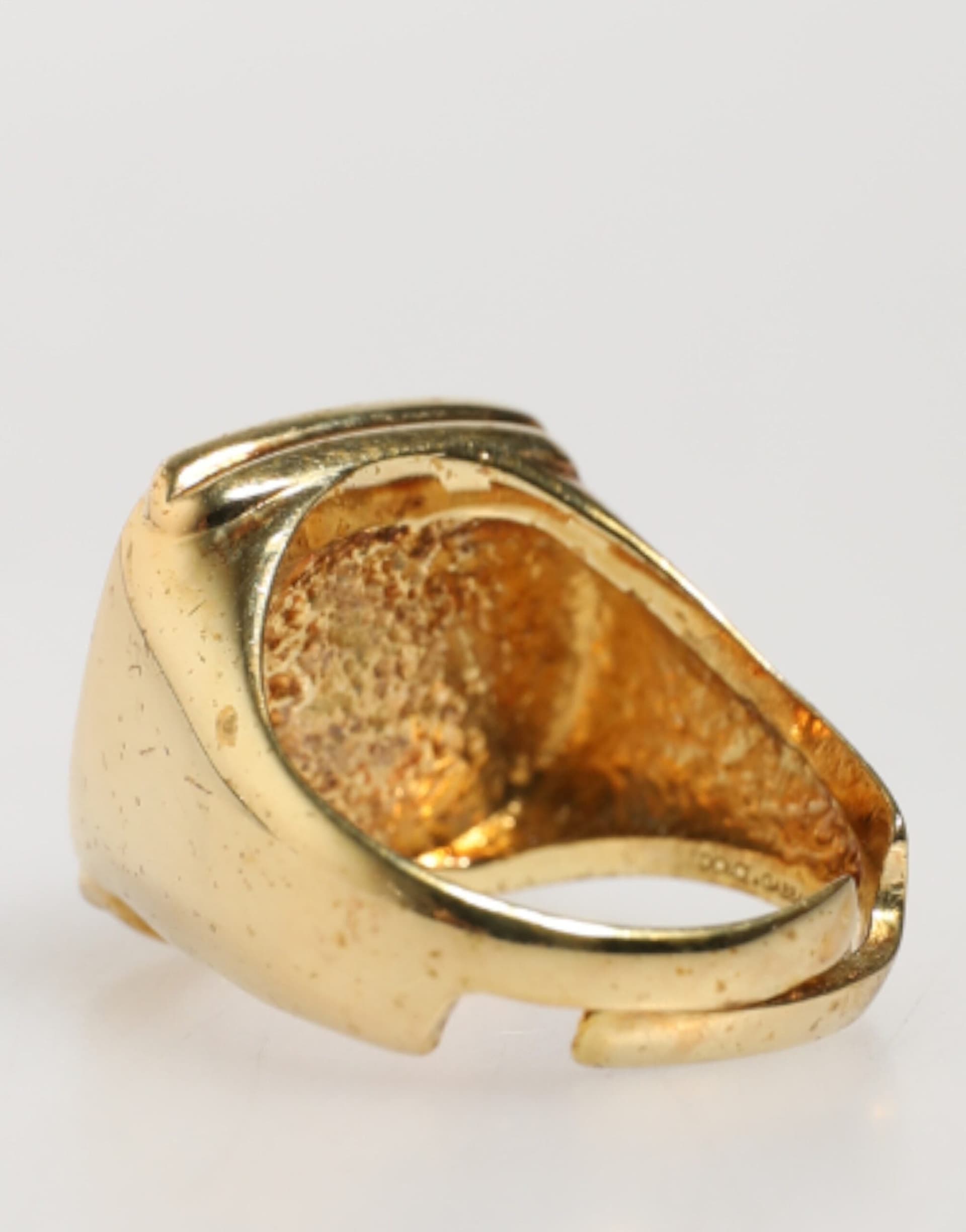 Gold-Tone Real Brass Black Enamel "J" Adjustable Rings - 4