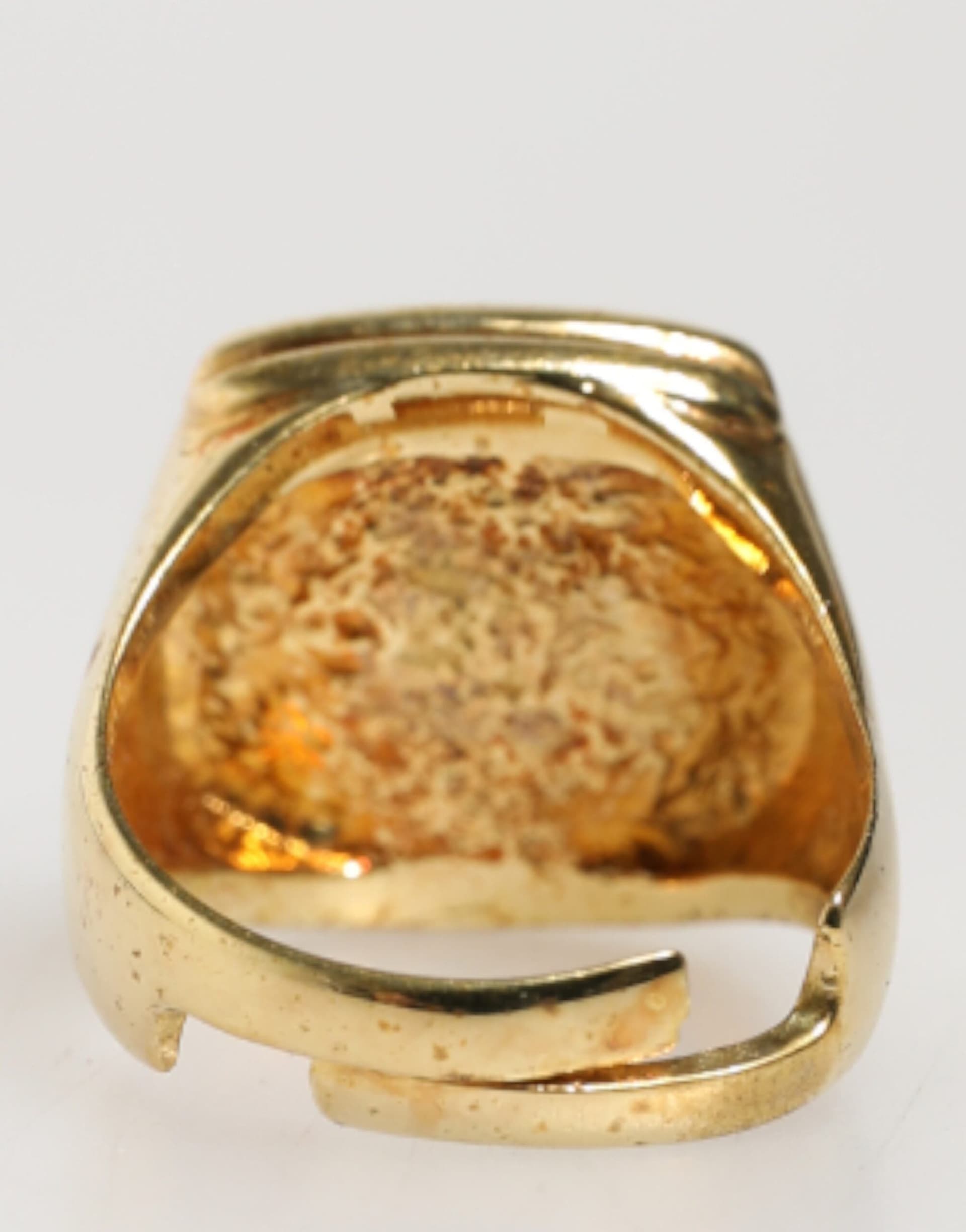 Gold-Tone Real Brass Black Enamel "J" Adjustable Rings - 5