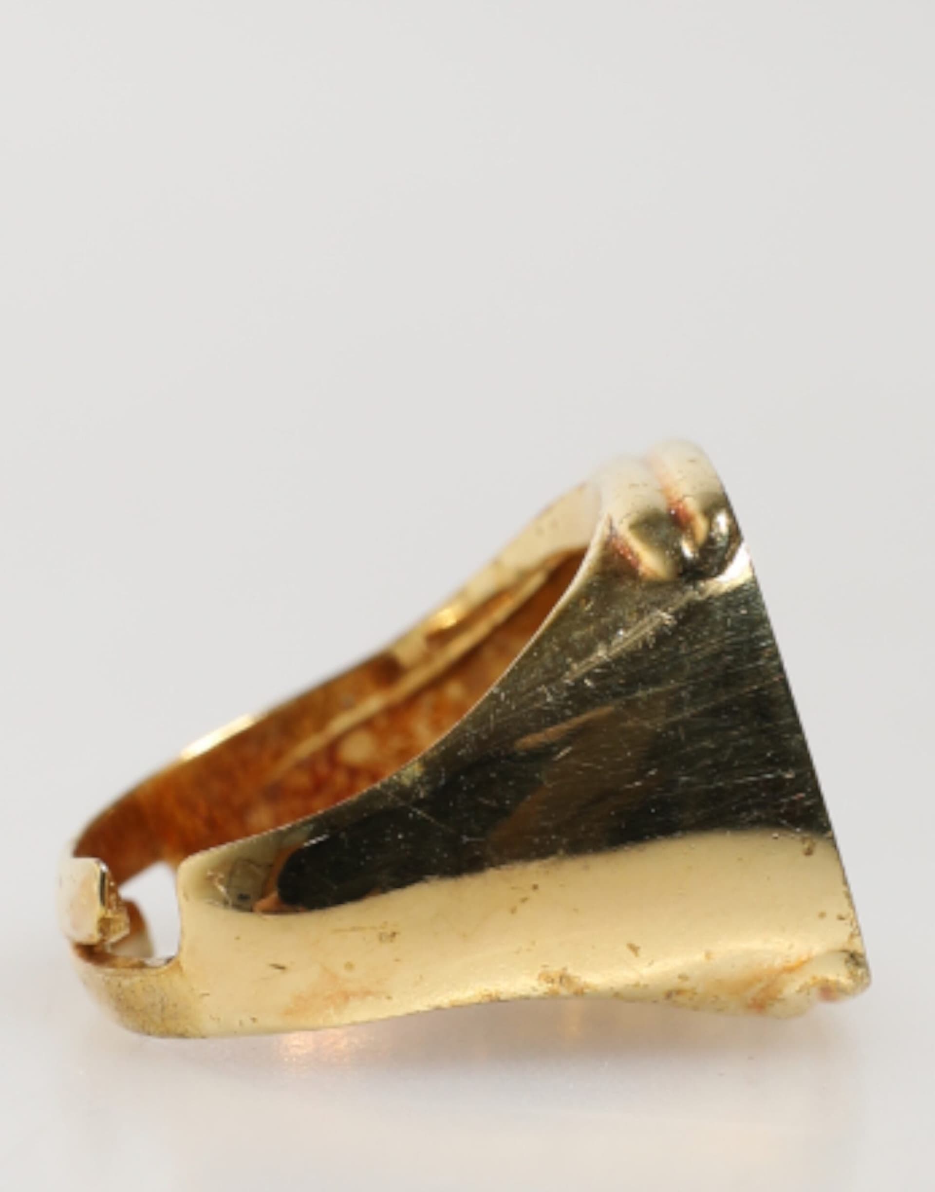Gold-Tone Real Brass Black Enamel "J" Adjustable Rings - 6