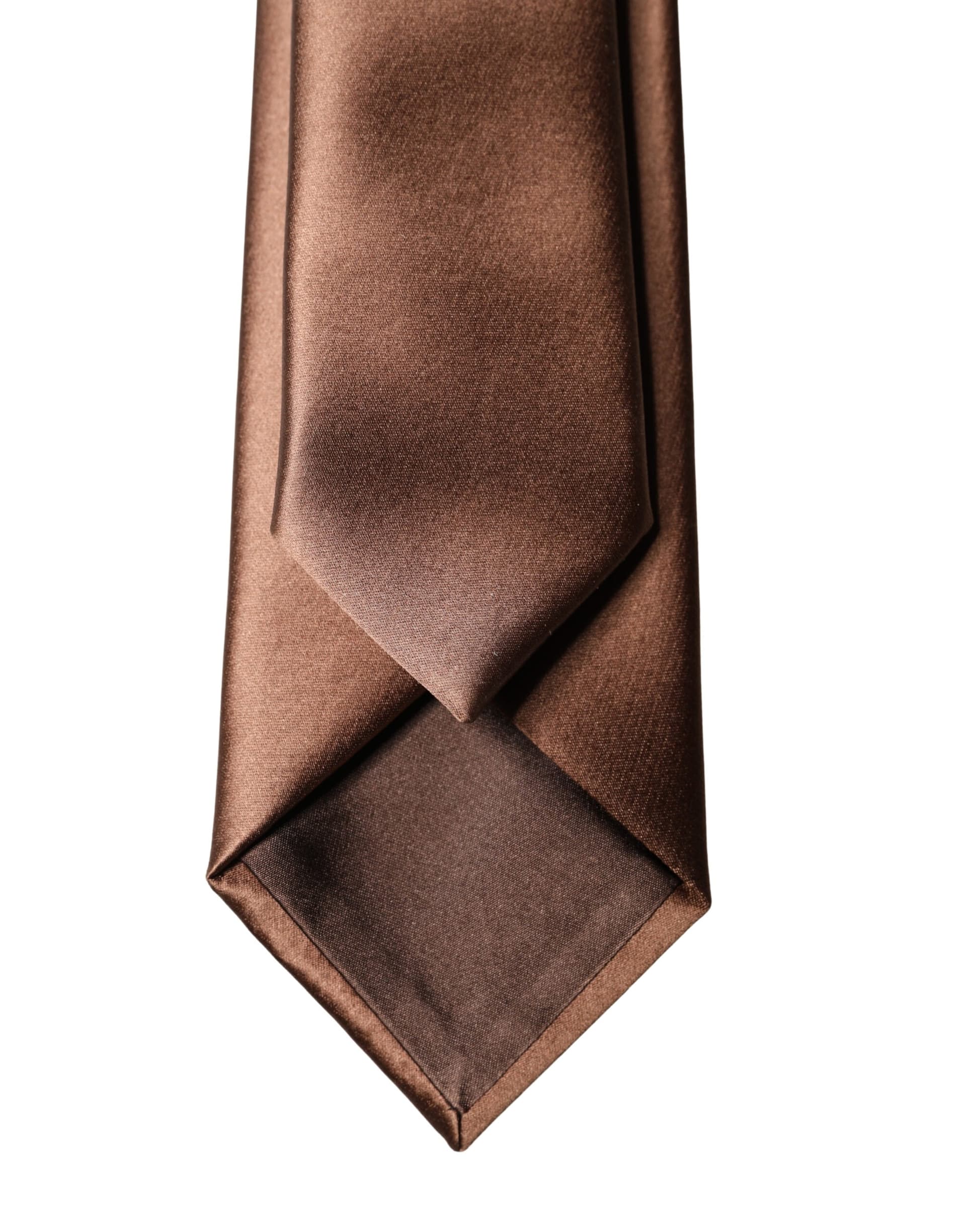 Brown Satin 100% Silk Wide Adjustable Men Necktie Tie - 4
