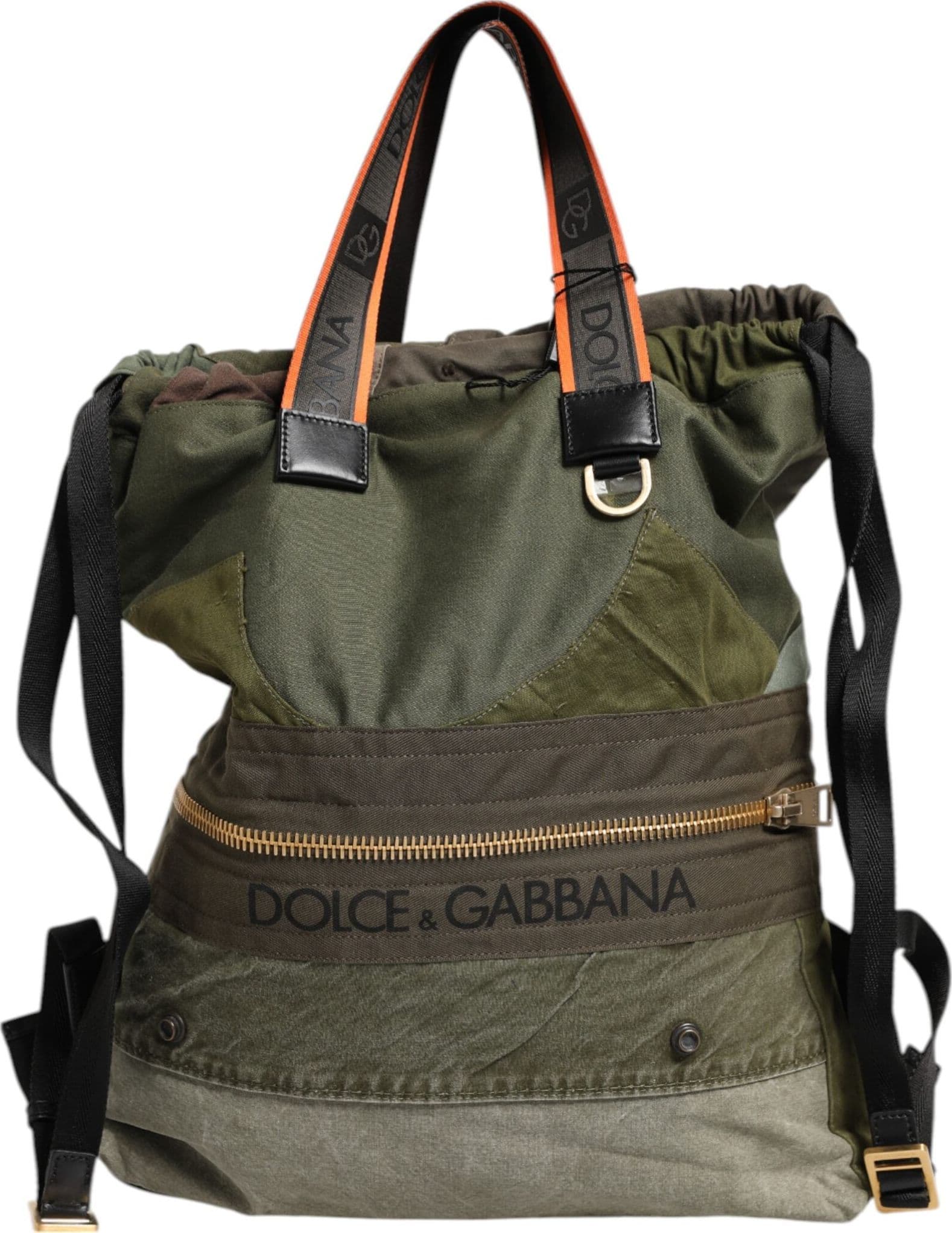 Military Green Patchwork Rucksack Backpack Bag - 2