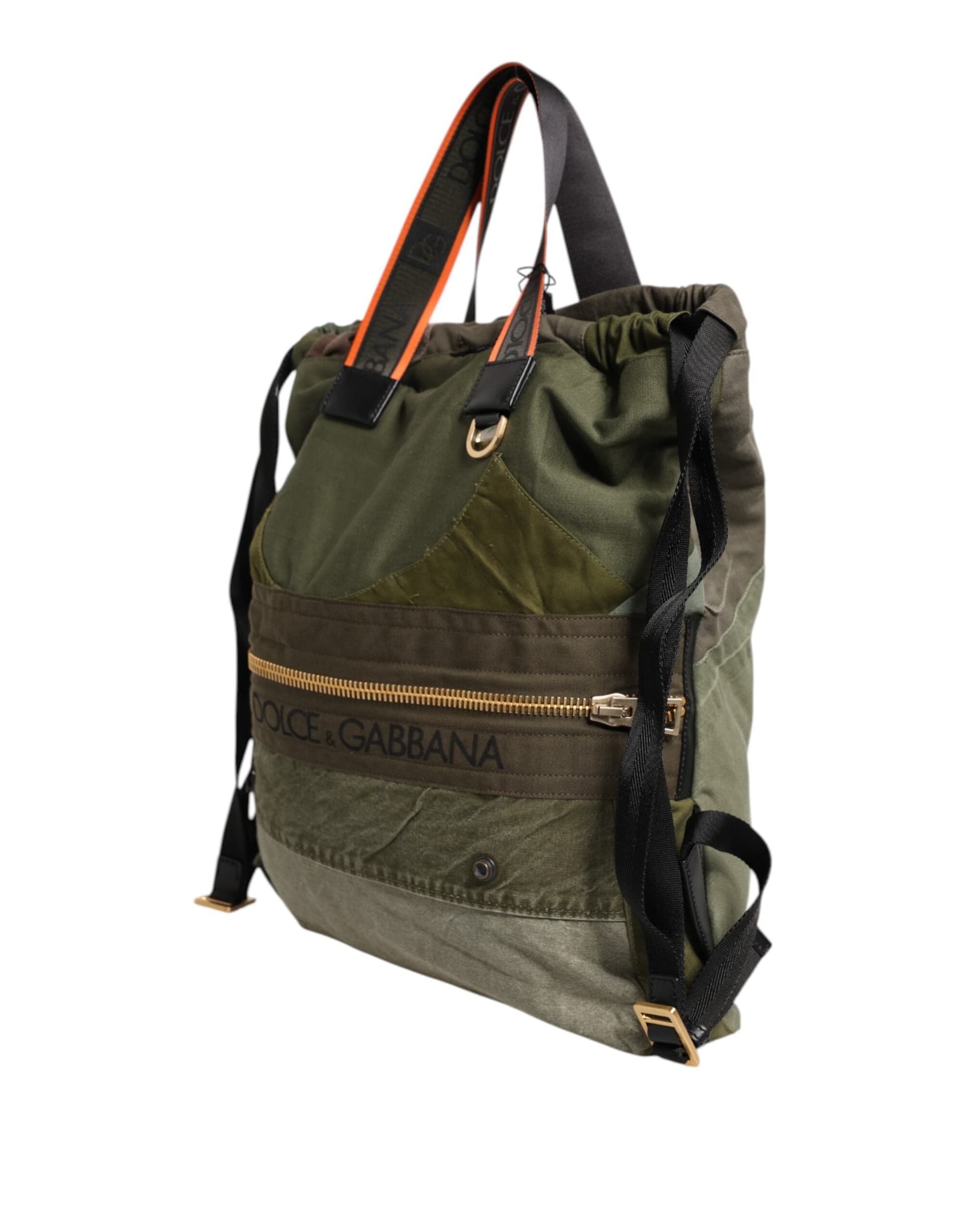Military Green Patchwork Rucksack Backpack Bag - 4