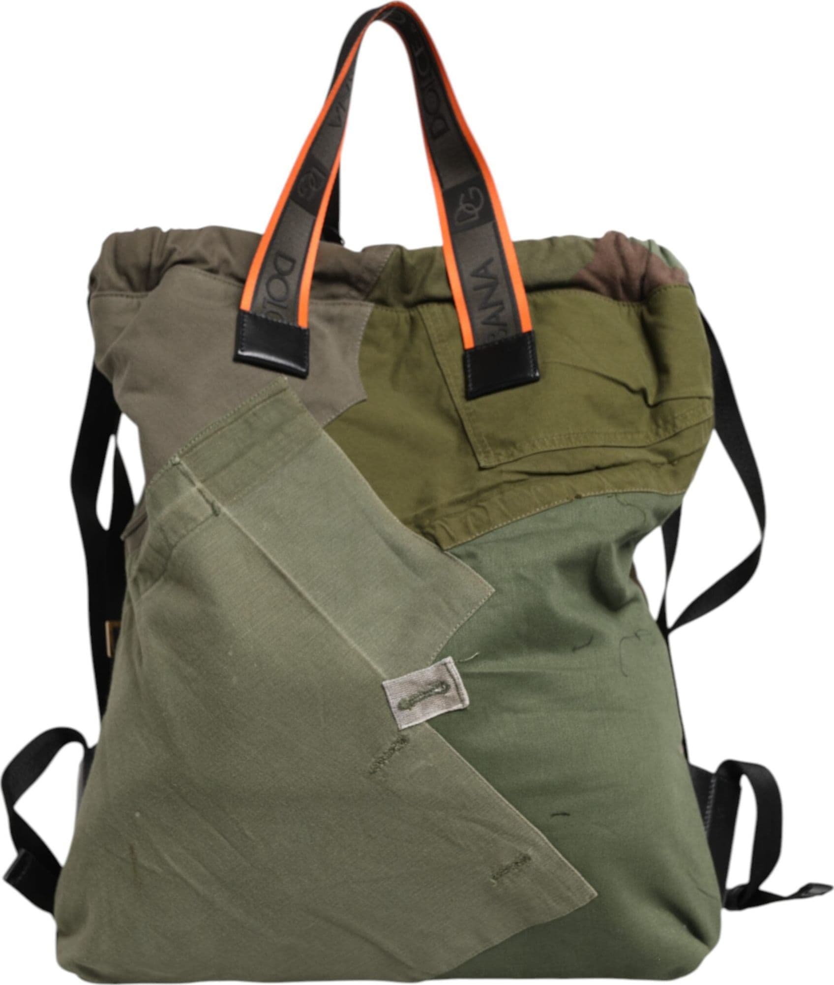 Military Green Patchwork Rucksack Backpack Bag - 5
