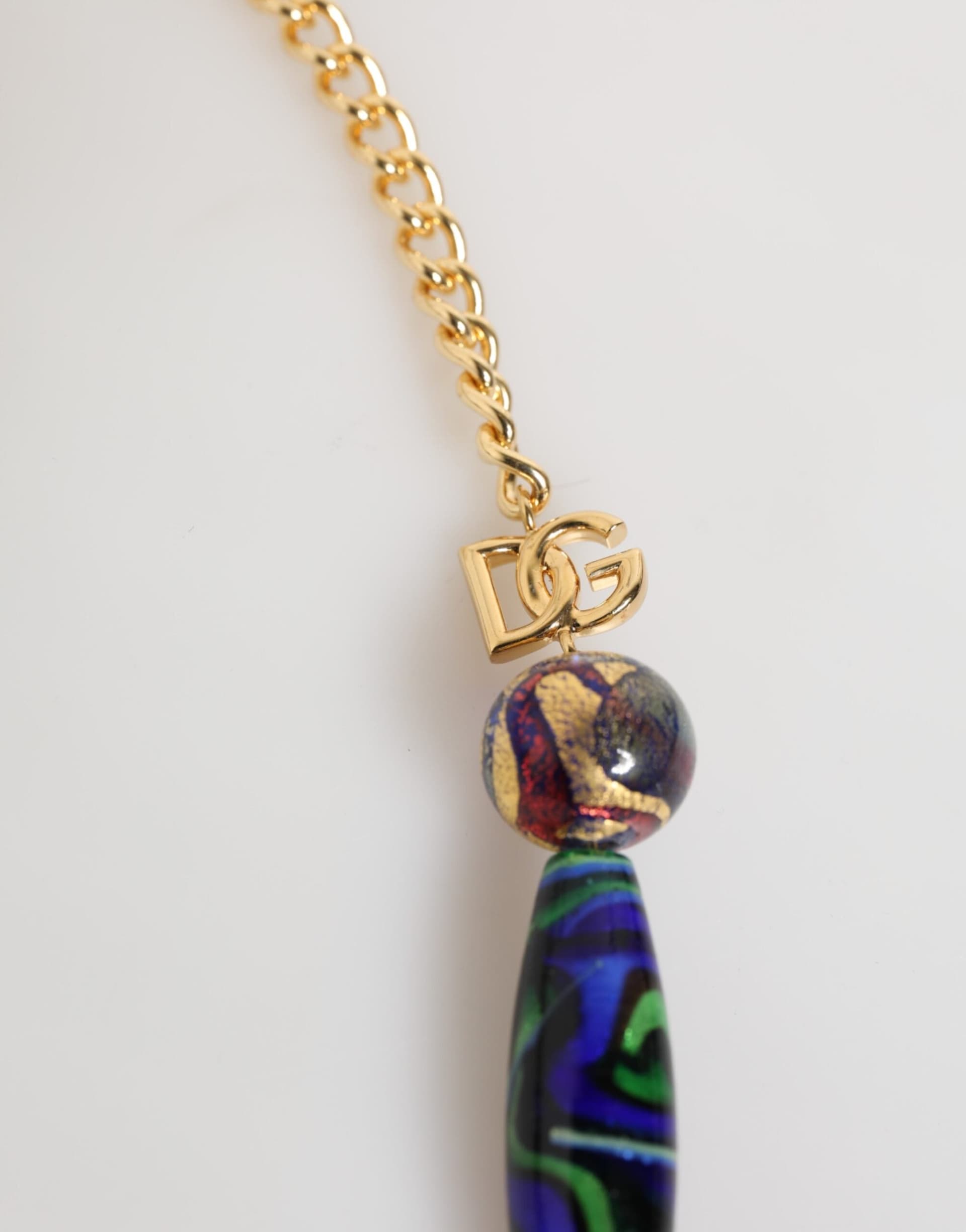 Multicolor Murano Glass Beads Gold Brass Chain Jewelry Necklace - 3