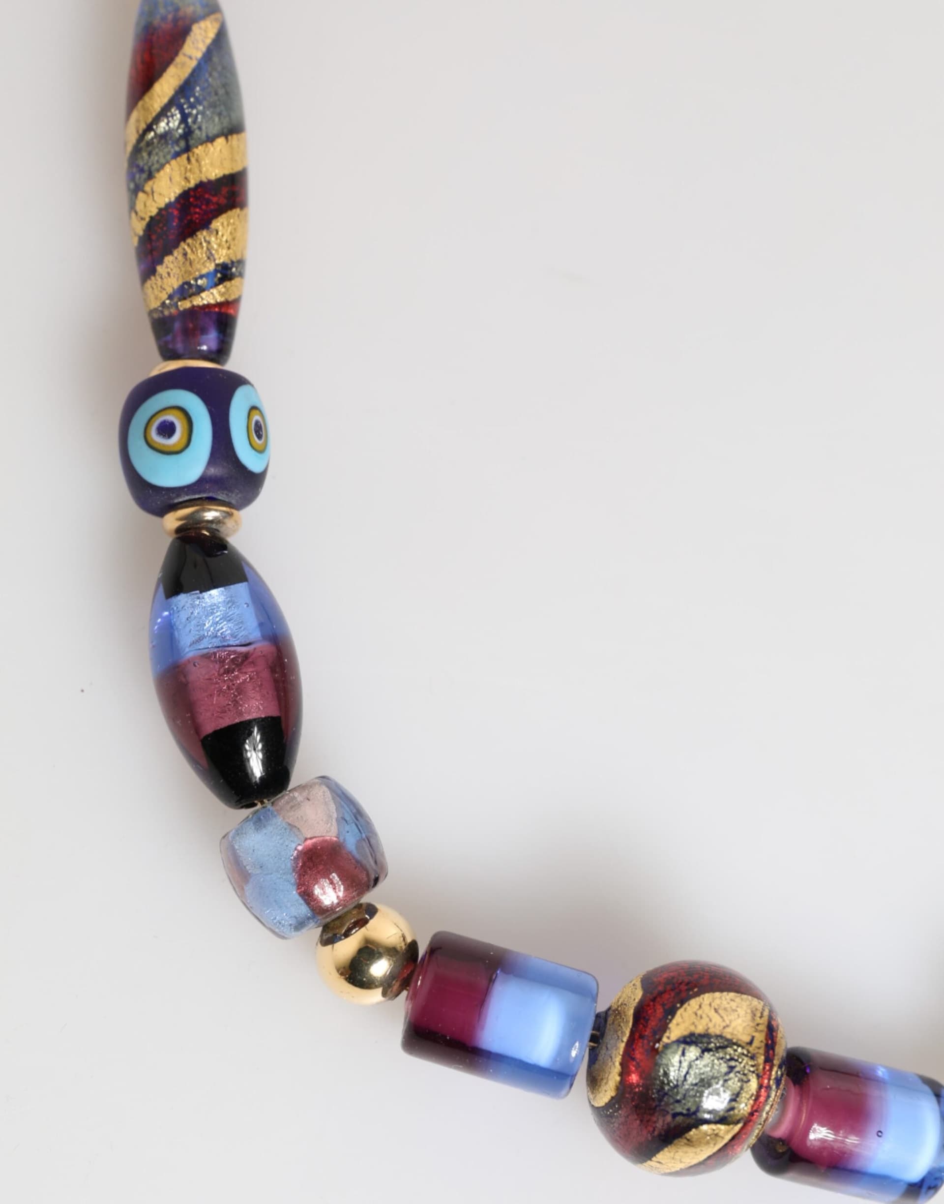 Multicolor Murano Glass Beads Gold Brass Chain Jewelry Necklace - 4