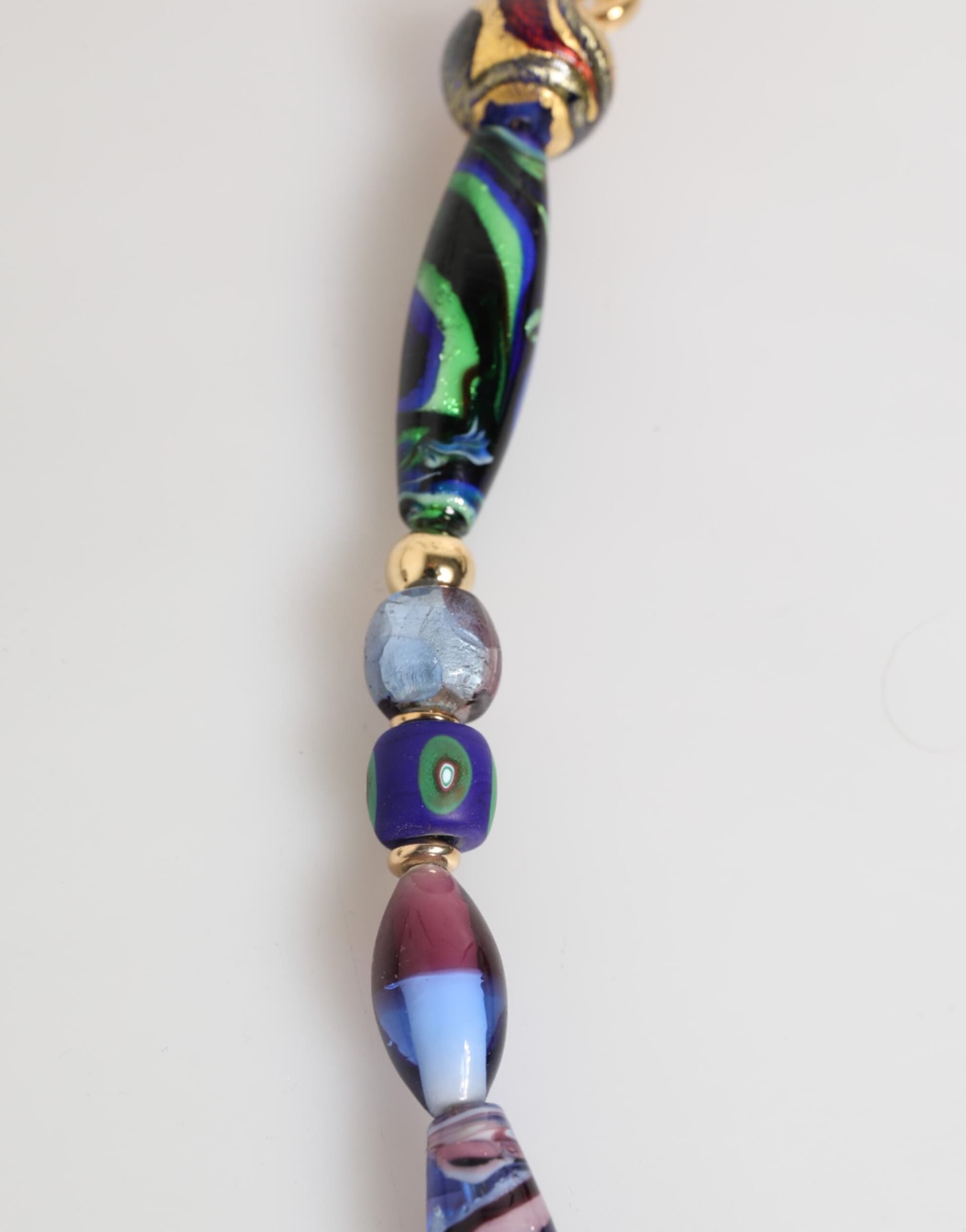 Multicolor Murano Glass Beads Gold Brass Chain Jewelry Necklace - 5