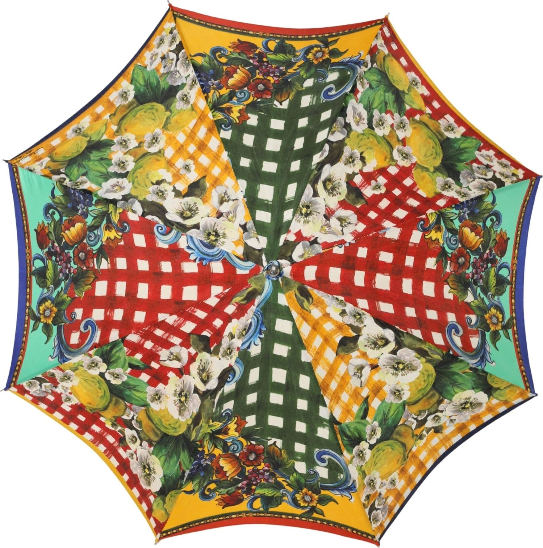 Multicolor Carretto Siciliano Print Collapsible Umbrella