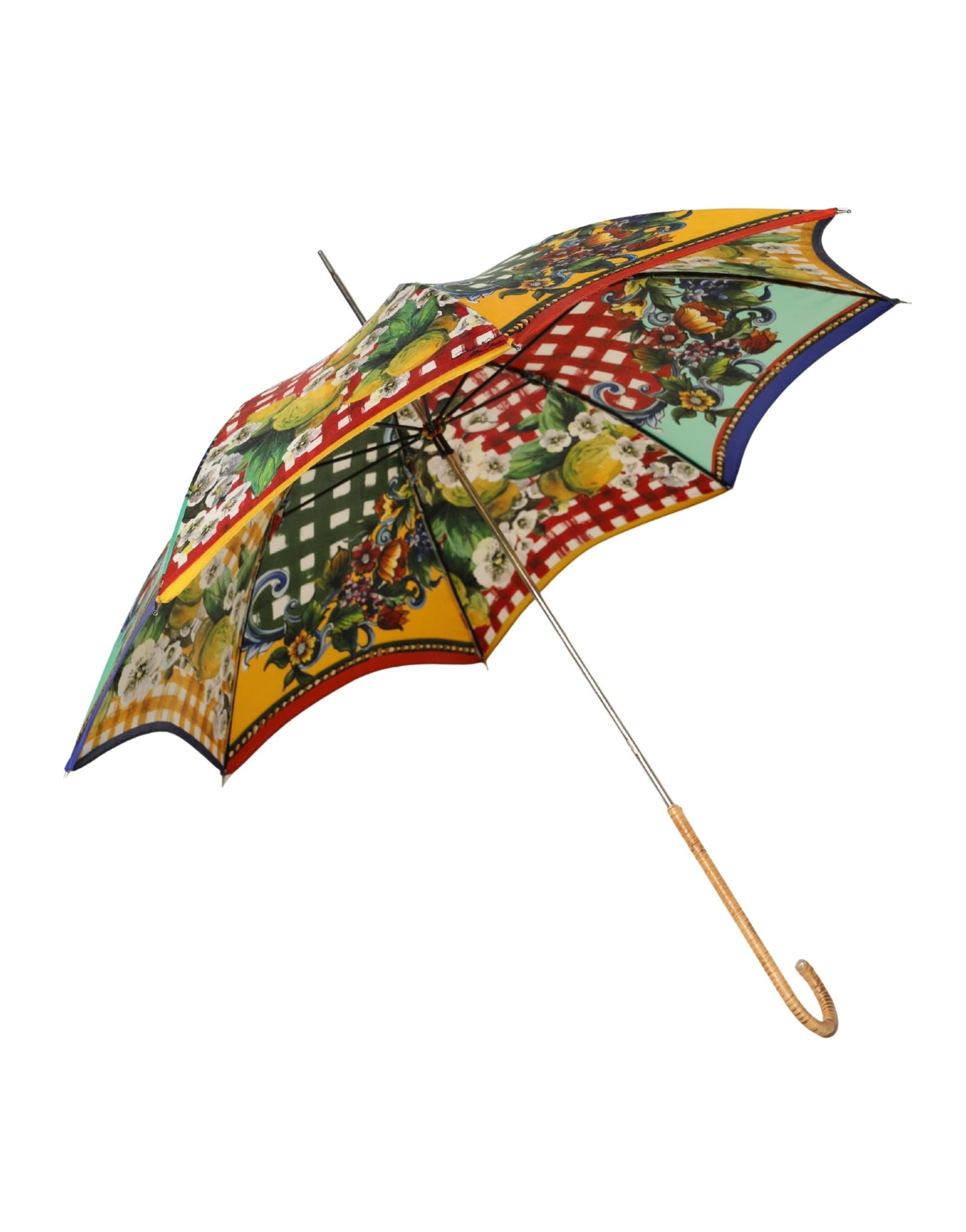 Multicolor Carretto Siciliano Print Collapsible Umbrella - 4