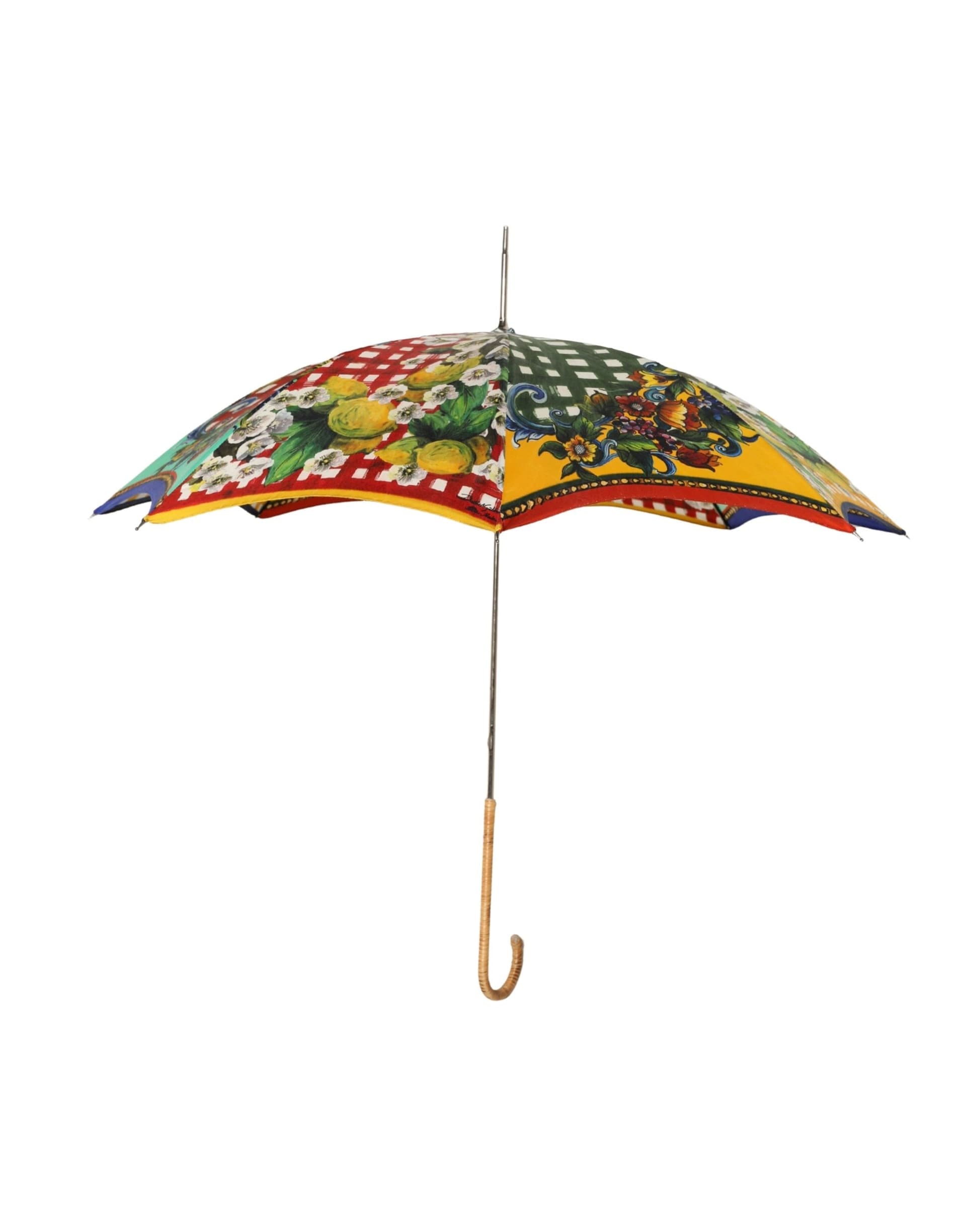 Multicolor Carretto Siciliano Print Collapsible Umbrella - 5