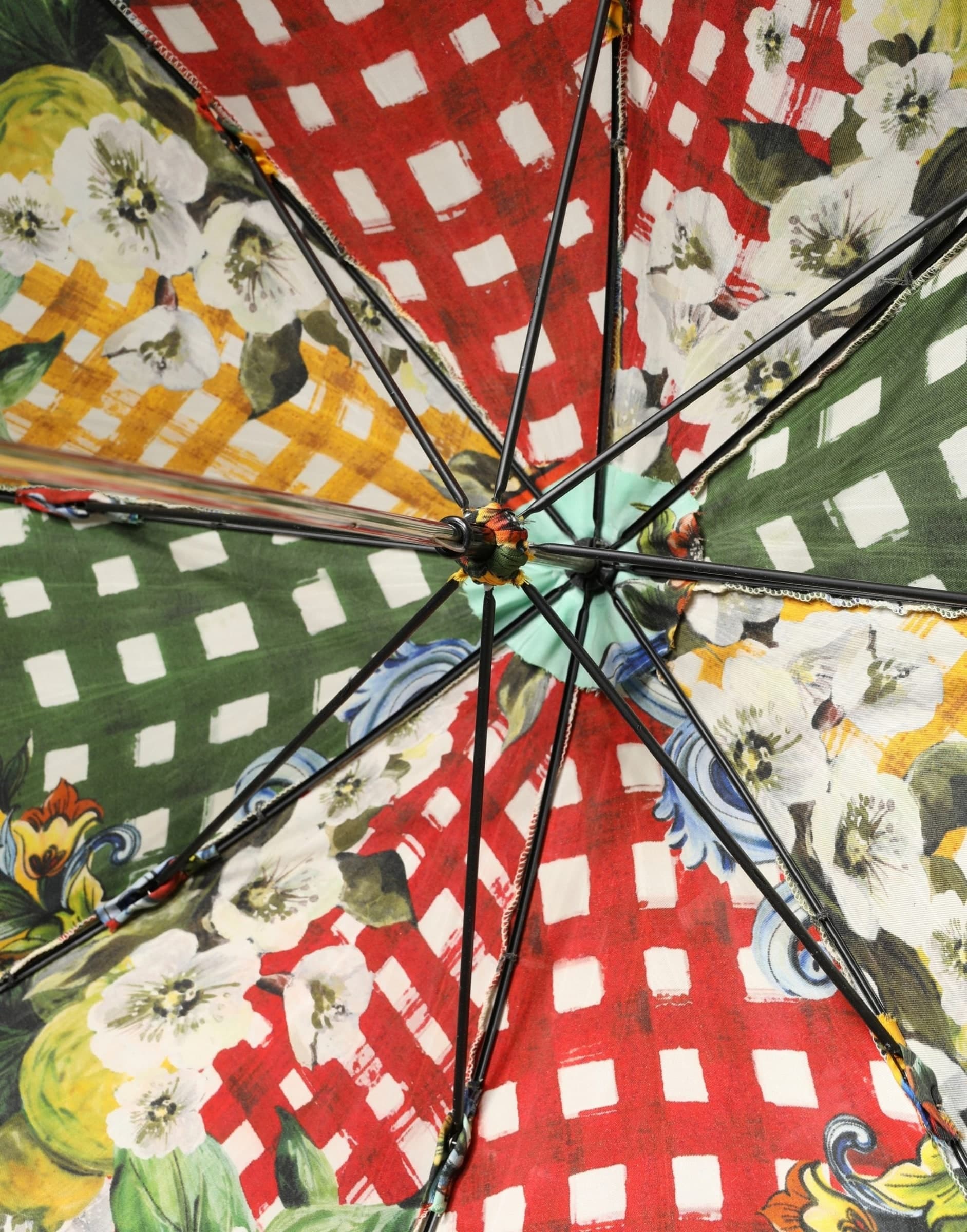Multicolor Carretto Siciliano Print Collapsible Umbrella - 6
