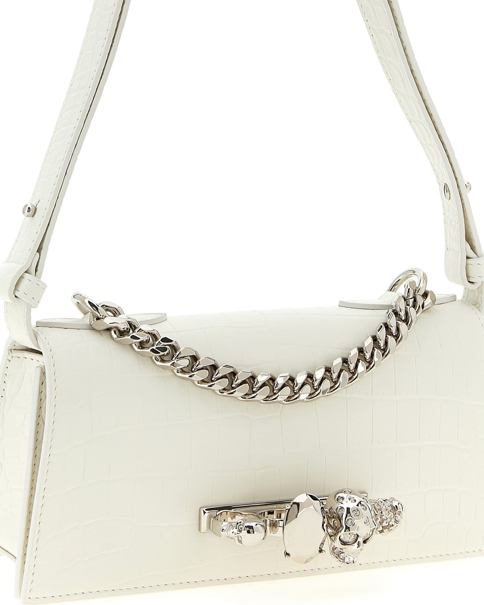 White Calfskin Shoulder Bag - 3