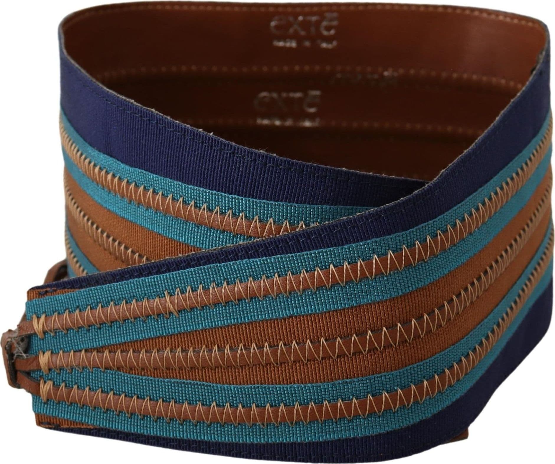 Brown Leather Wide Waistband Tie Fastening Belt