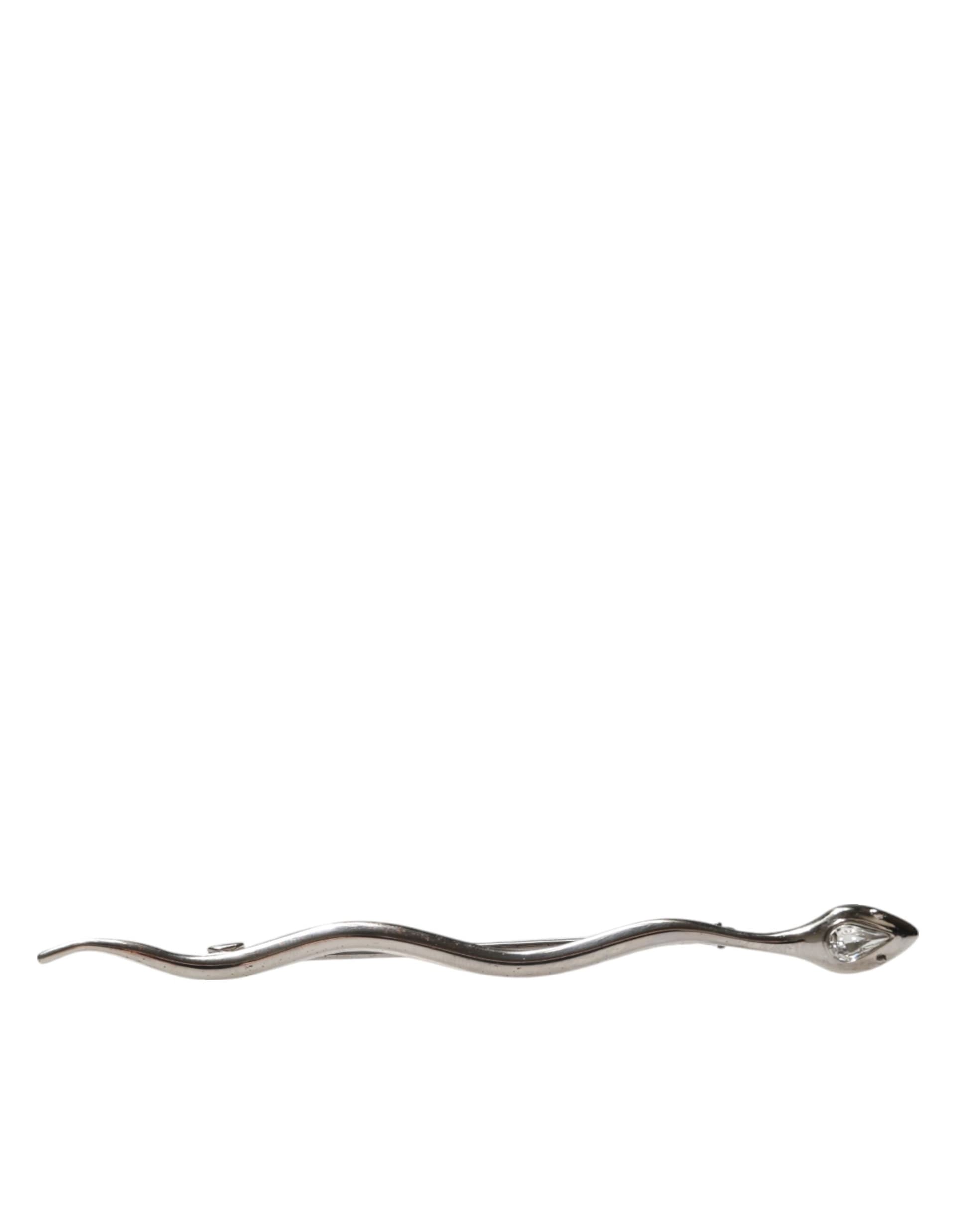 Silver Brass Crystal Spilla Serpente Mens Brooch Pin - 2