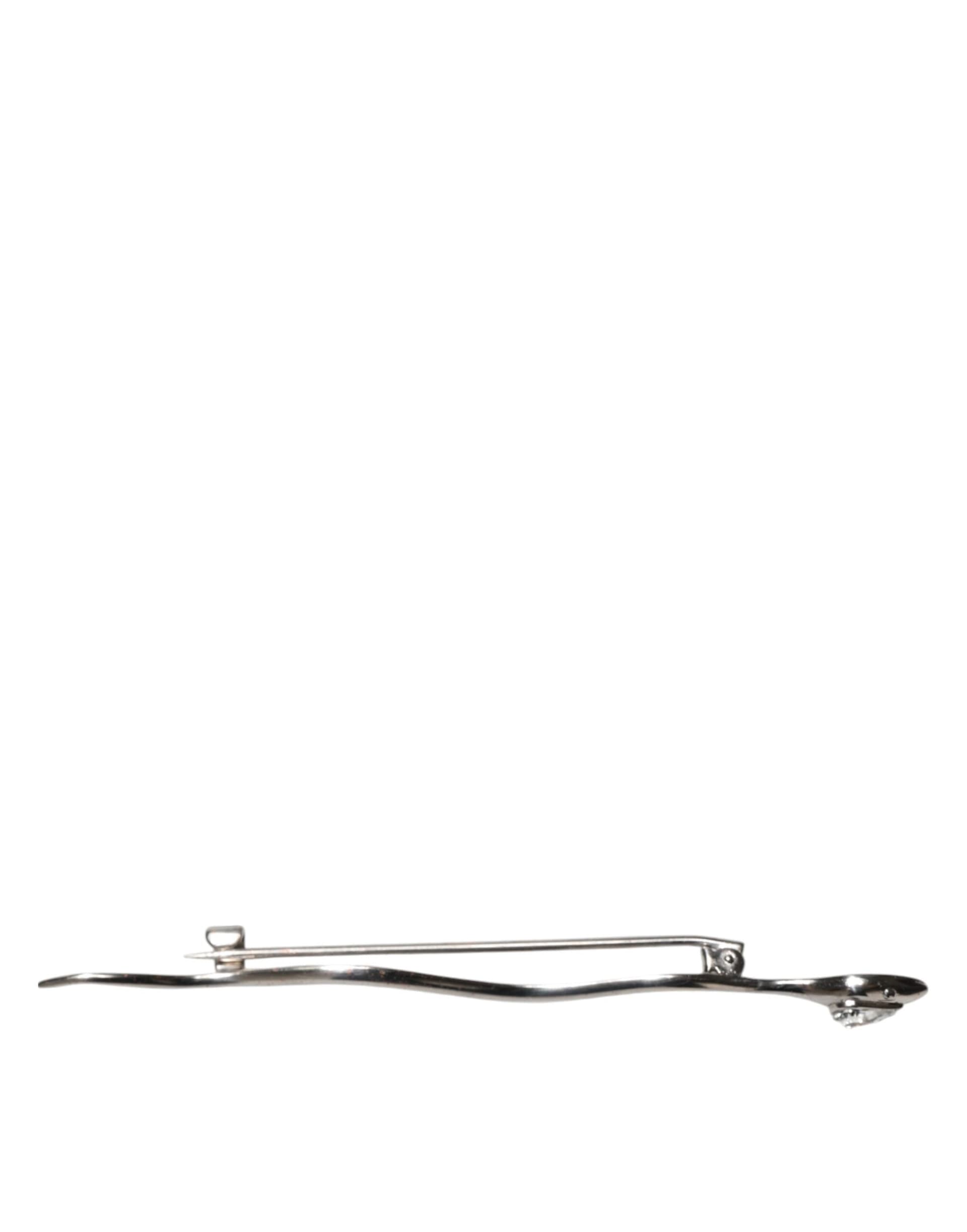 Silver Brass Crystal Spilla Serpente Mens Brooch Pin - 4
