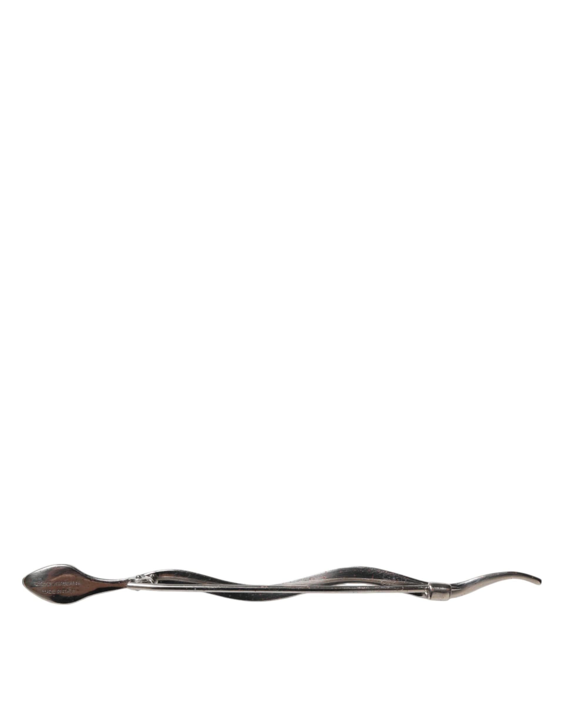 Silver Brass Crystal Spilla Serpente Mens Brooch Pin - 5