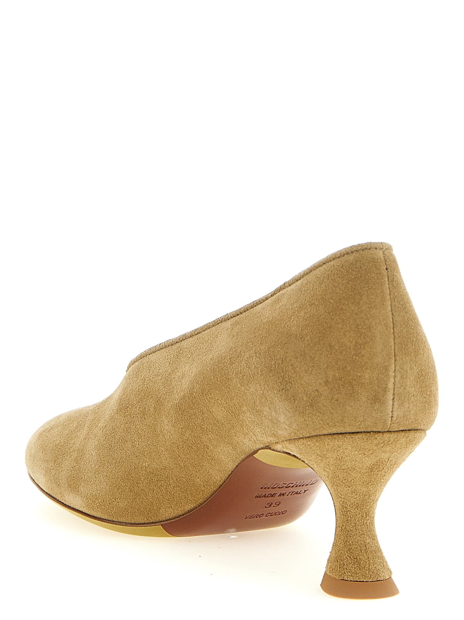 Beige Calfskin Mid Heel Pumps - 3