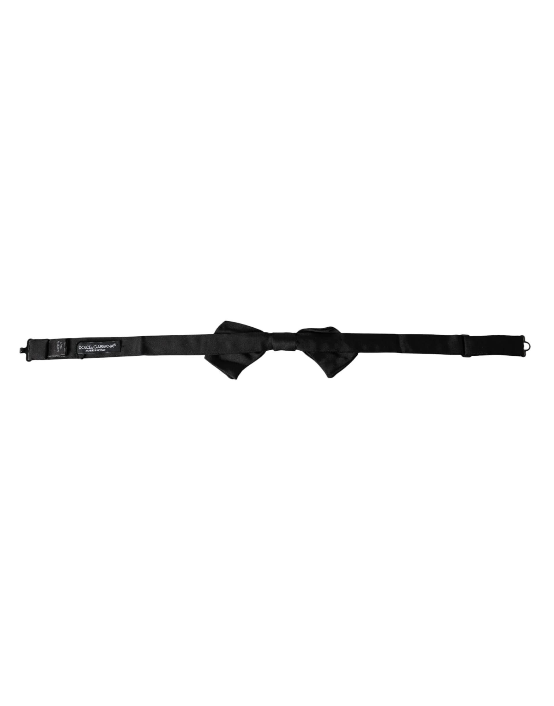 Black Satin Silk Adjustable Neck Men Bow Tie - 5