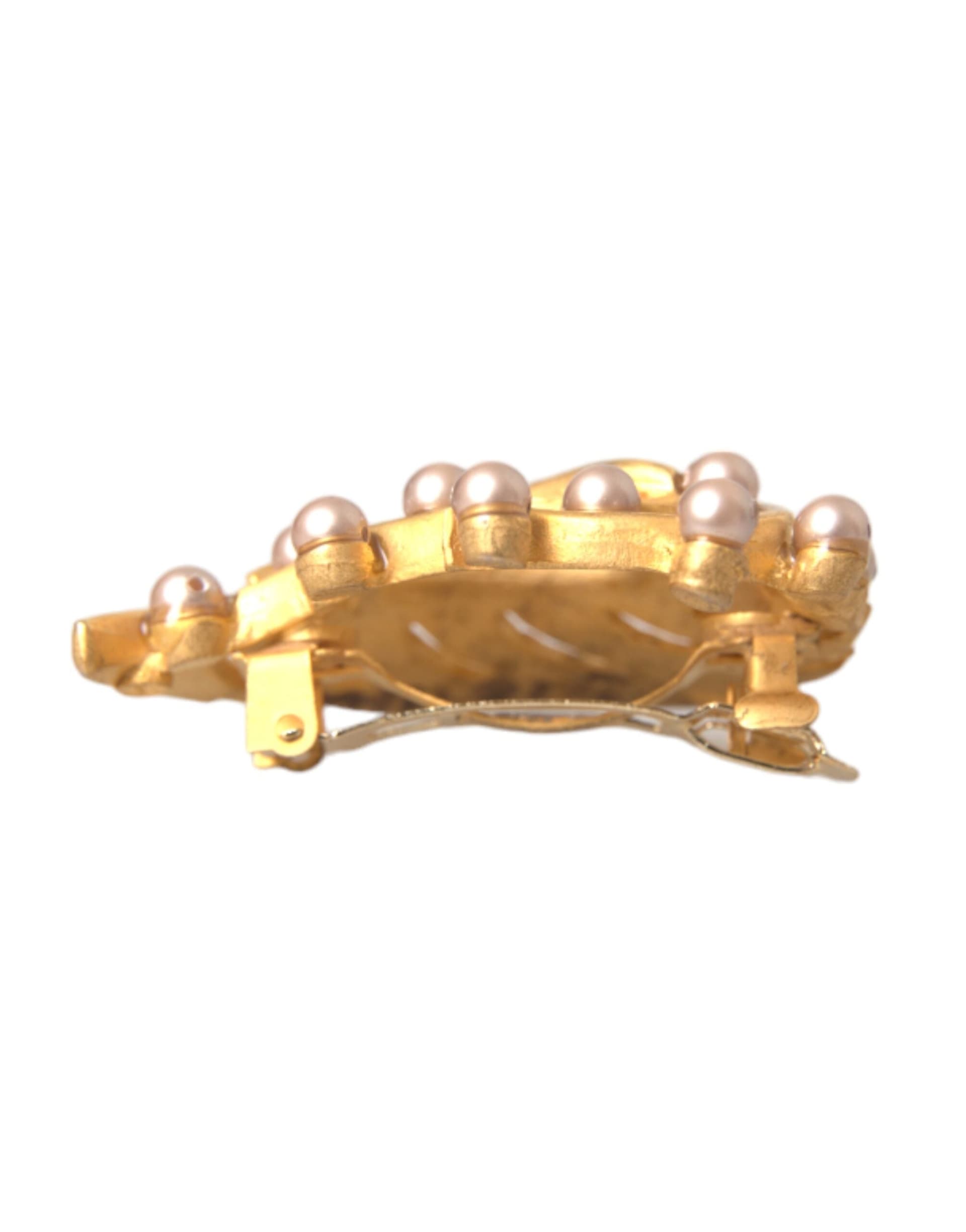 Gold Brass Leaf Embellished Jewelry Brooch Hair Pin - 5