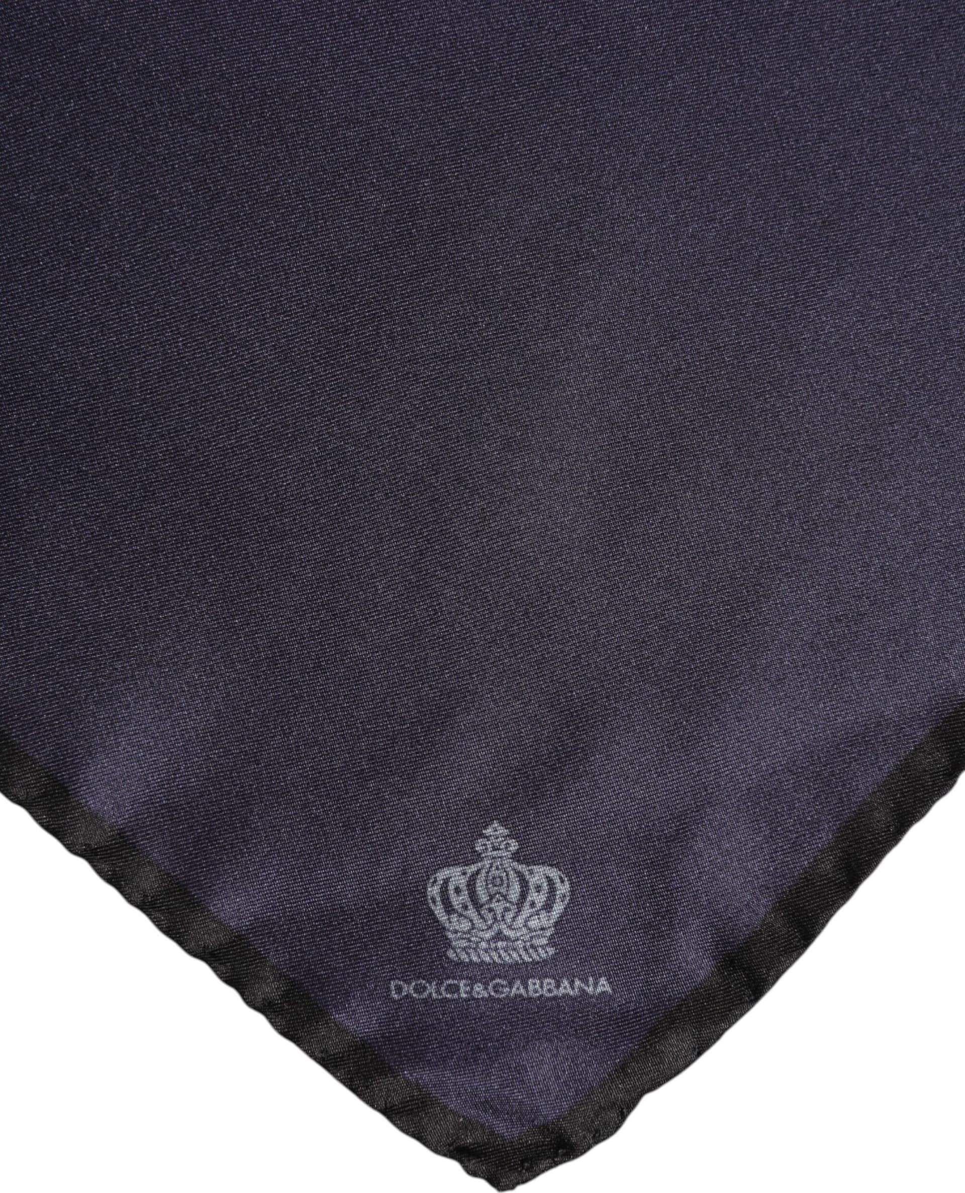 Blue DG Crown Silk Square Men Foulard Scarf - 5