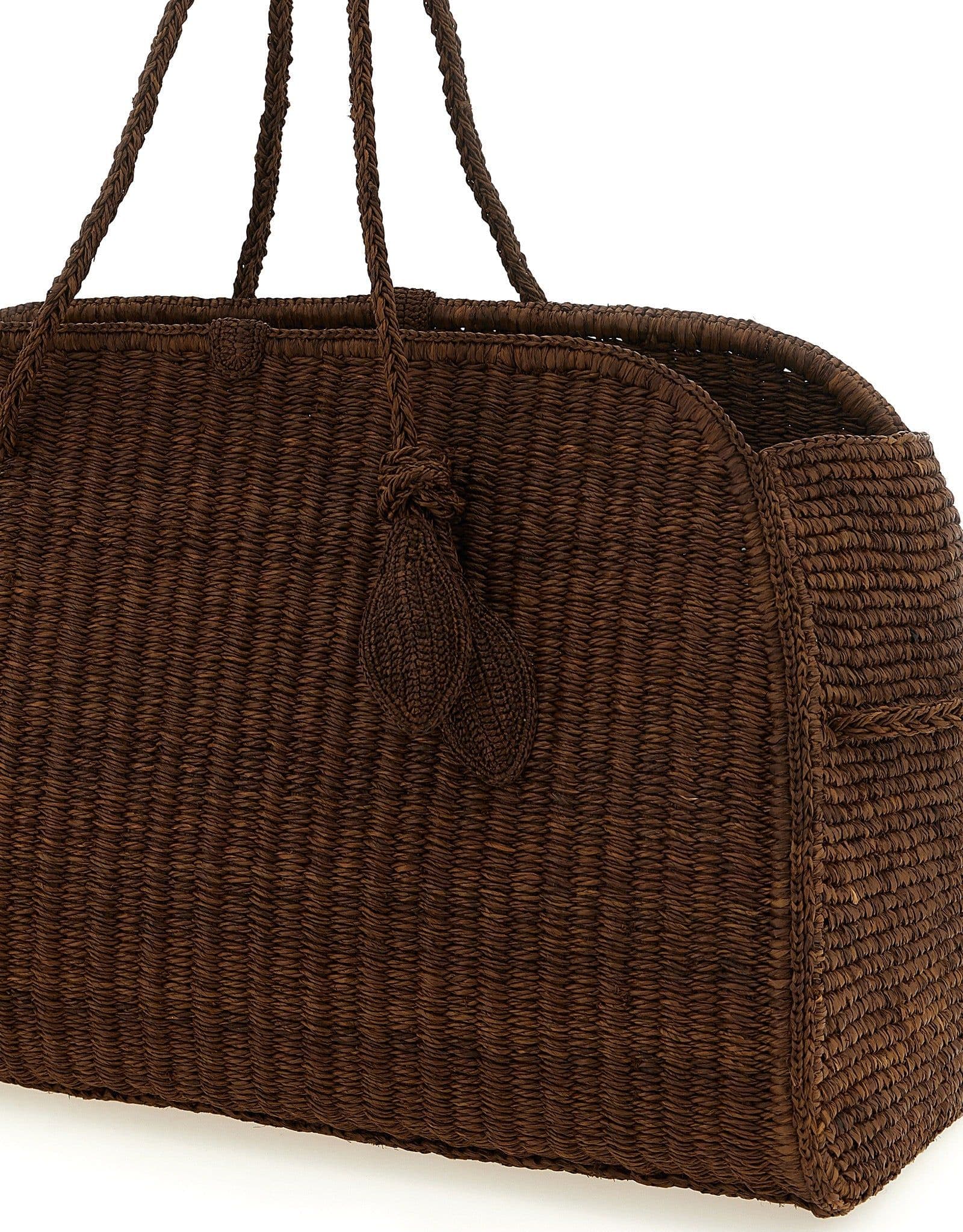 Brown Raffia Tote Bag - 3