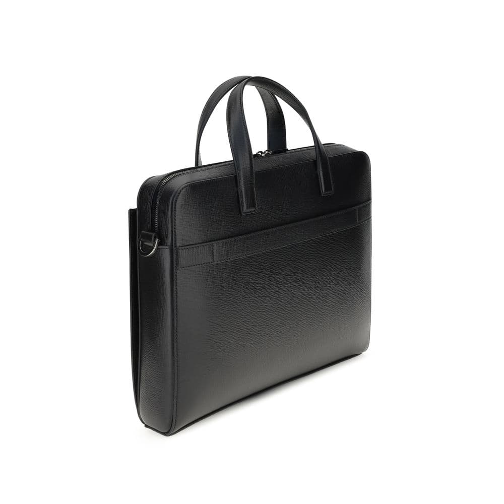 Black Calf Leather Bos Taurus Briefcase - 3