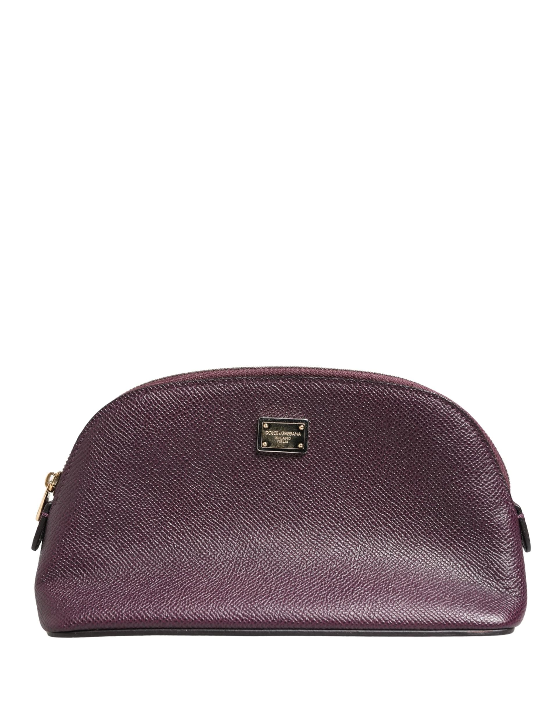 Dark Purple Leather DG Logo Zip Around Hand Purse Wallet - 2