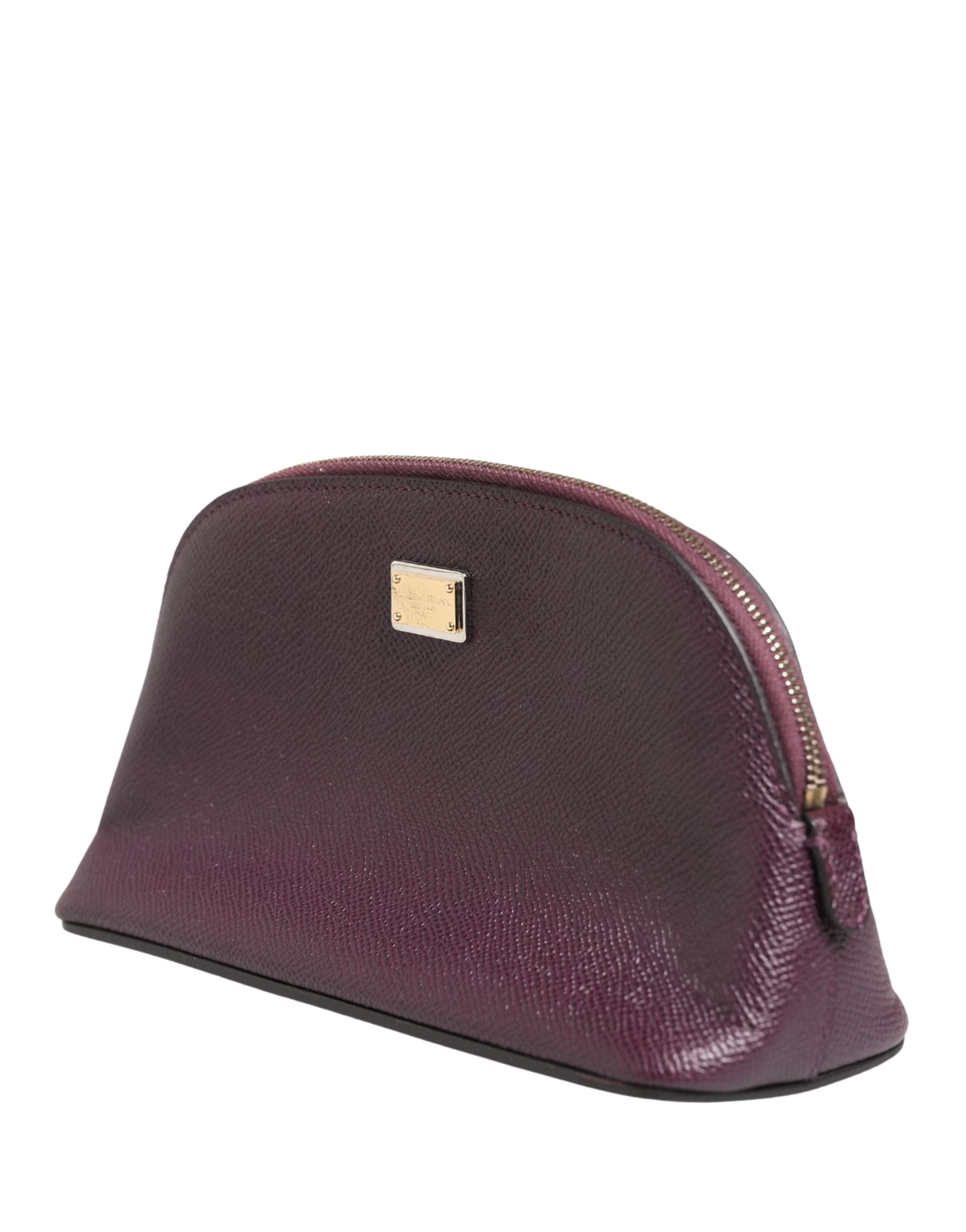 Dark Purple Leather DG Logo Zip Around Hand Purse Wallet - 3