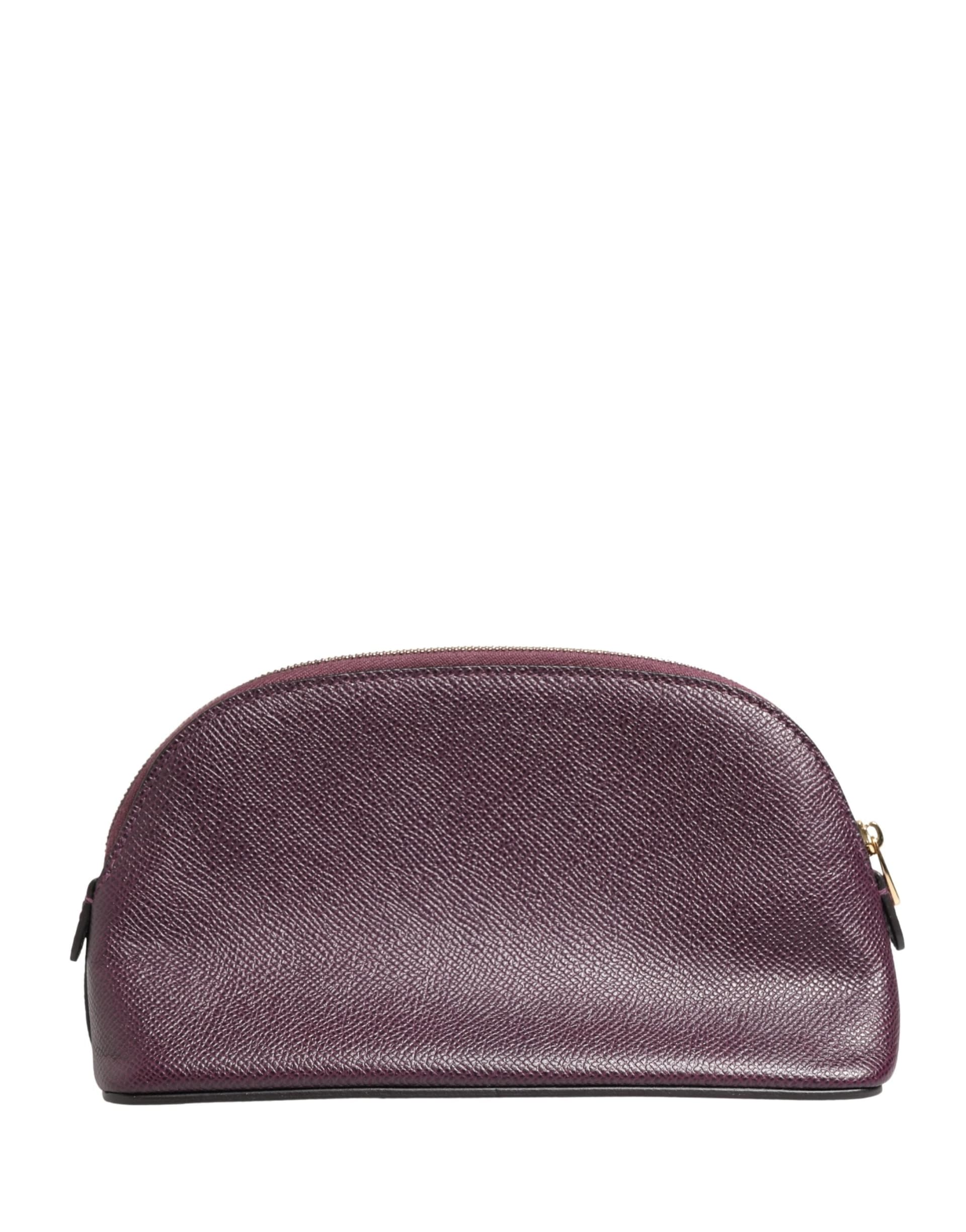 Dark Purple Leather DG Logo Zip Around Hand Purse Wallet - 4