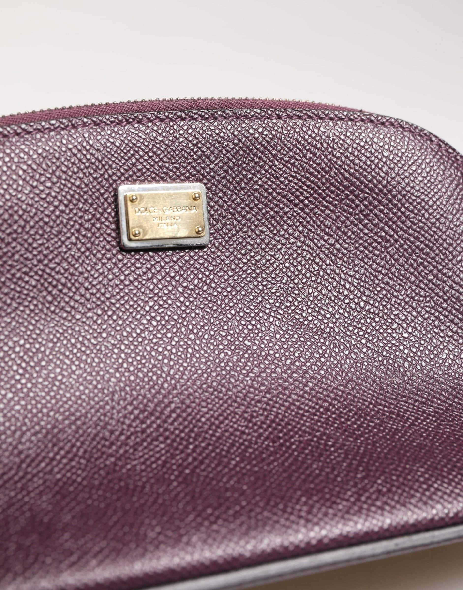 Dark Purple Leather DG Logo Zip Around Hand Purse Wallet - 6