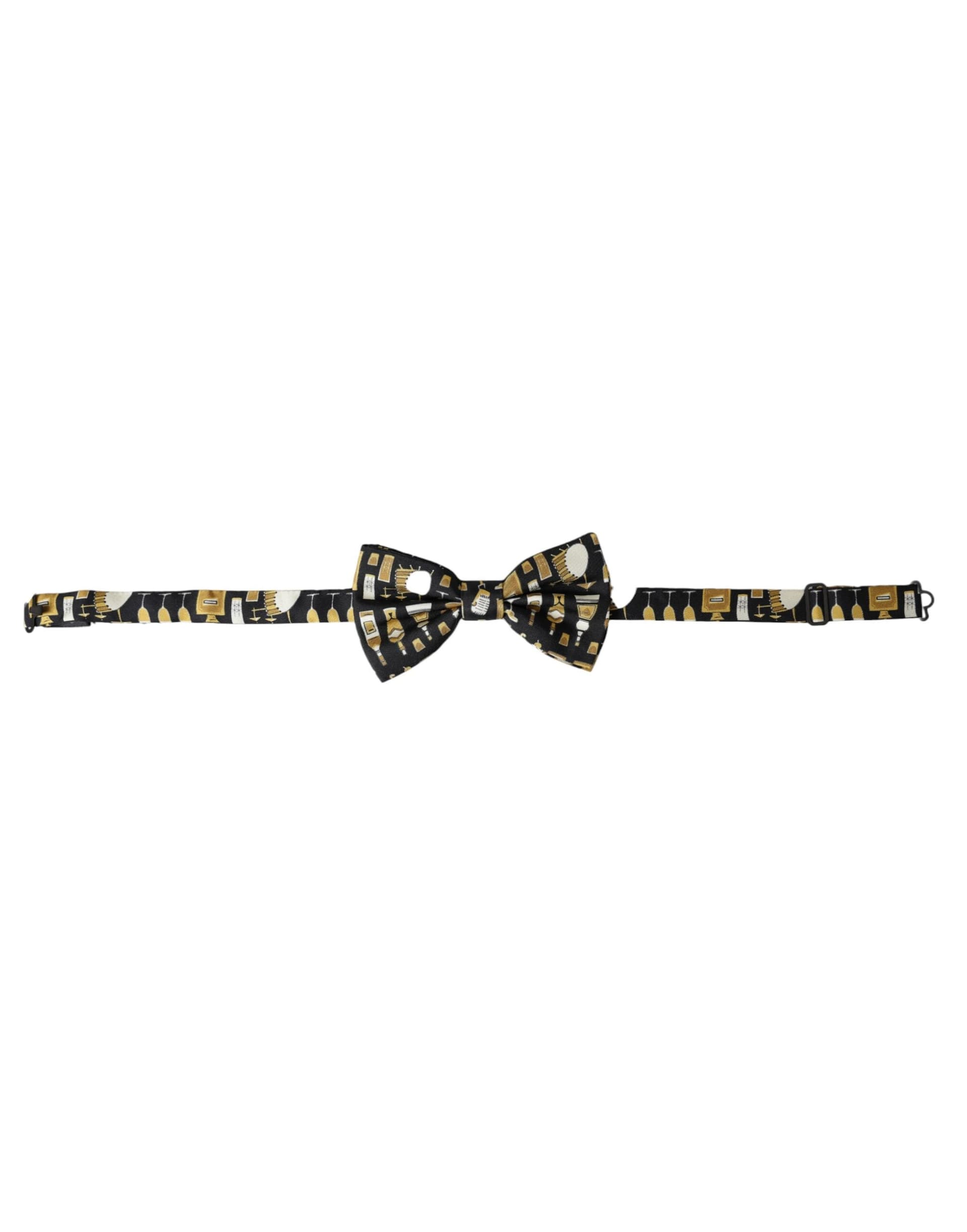 Black Silk Cocktail Adjustable Neck Men Bow Tie - 2