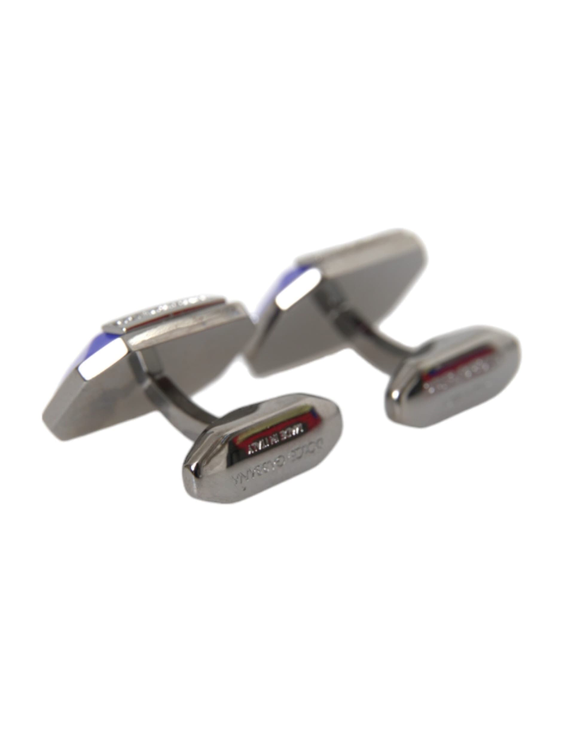 Silver Plated Brass Pin Crystal Cufflinks - 3