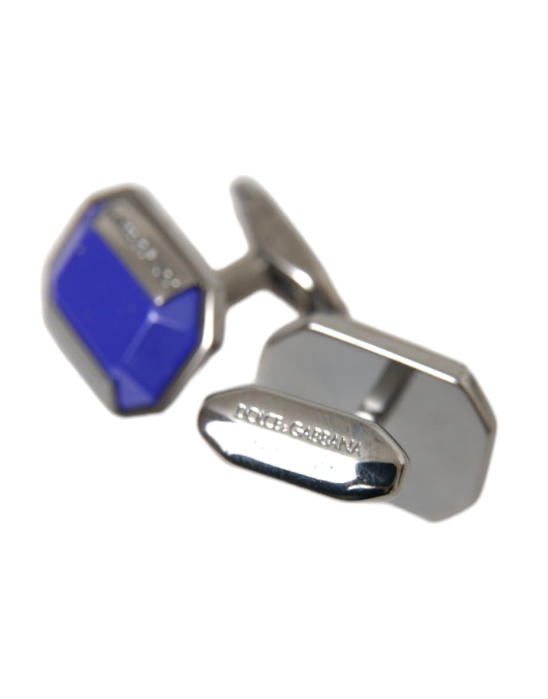 Silver Plated Brass Pin Crystal Cufflinks - 5